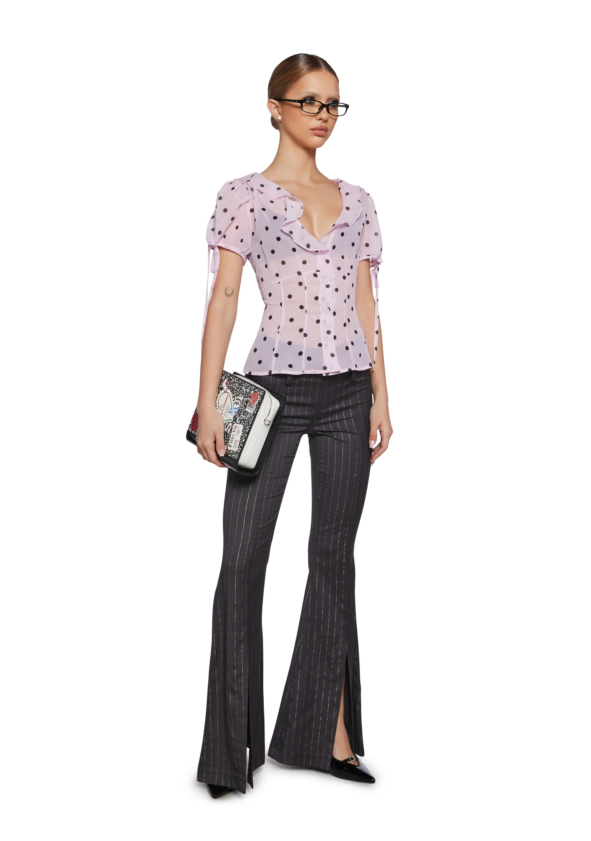 Check Me Out Sheer Blouse - Polka Dot - Image 2