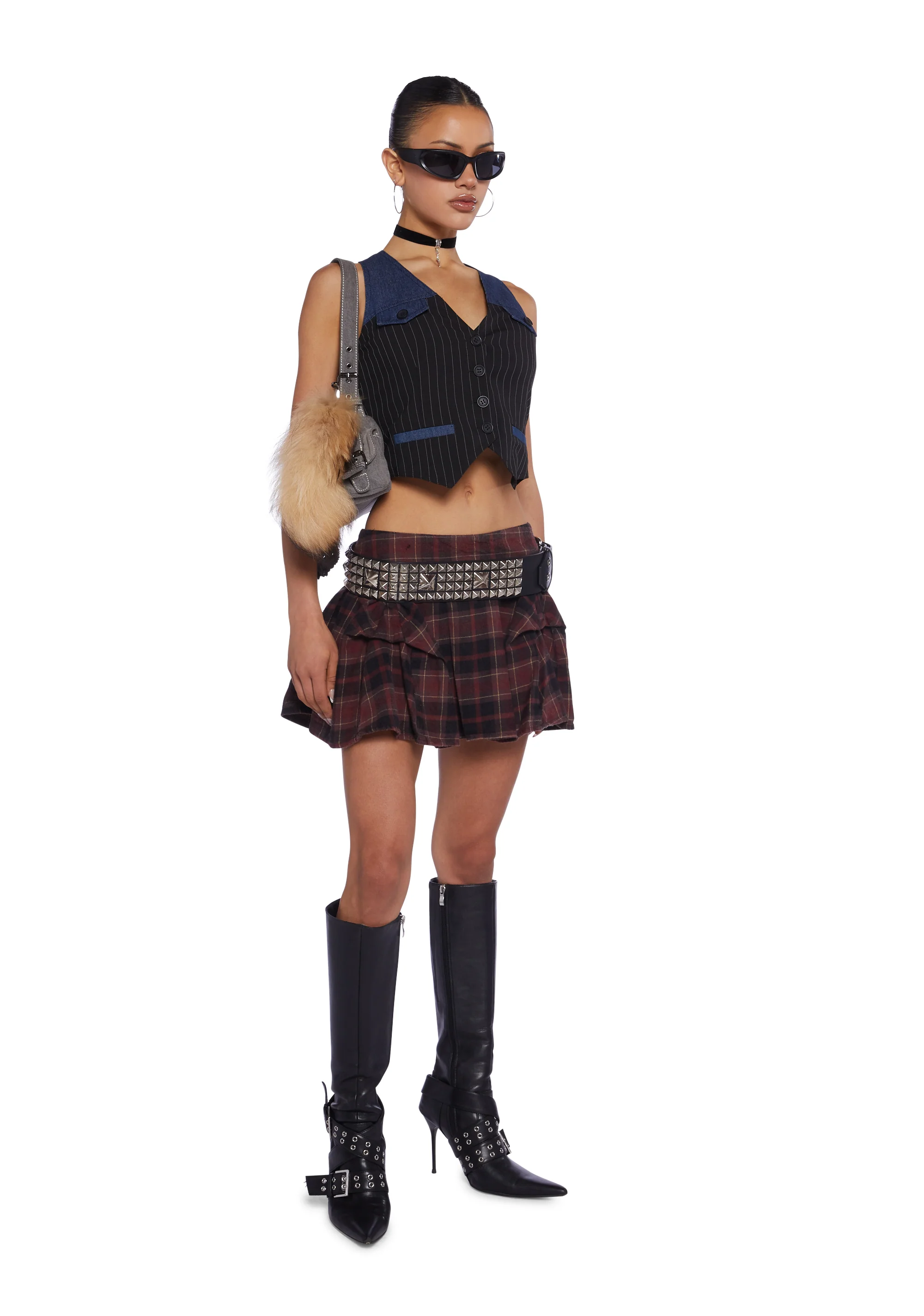 Check Puff Kilt Mini Skirt - Image 5