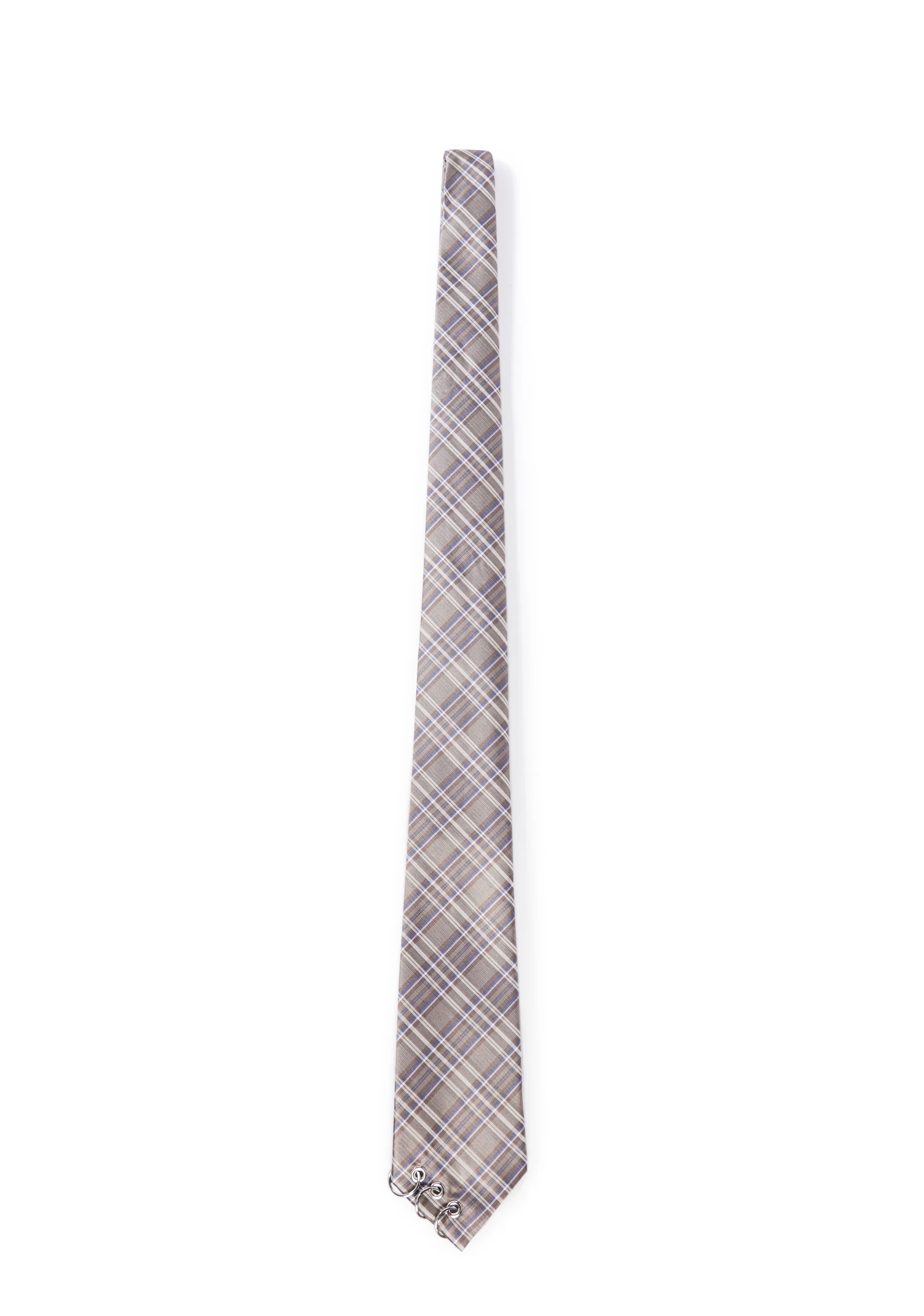 Check Tie With Ring Detail - Image 4