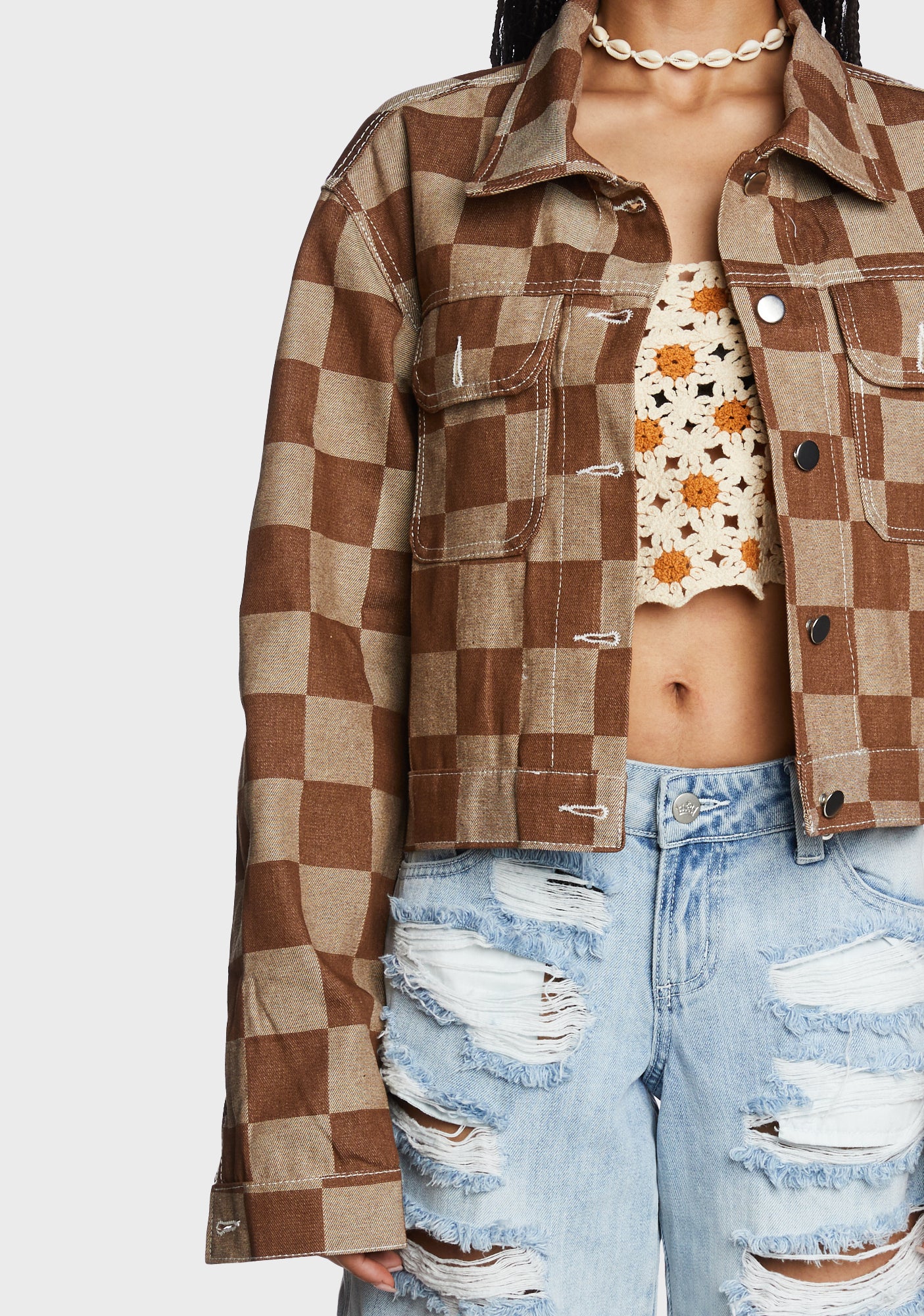 Checked Out Crop Jacket - Image 2