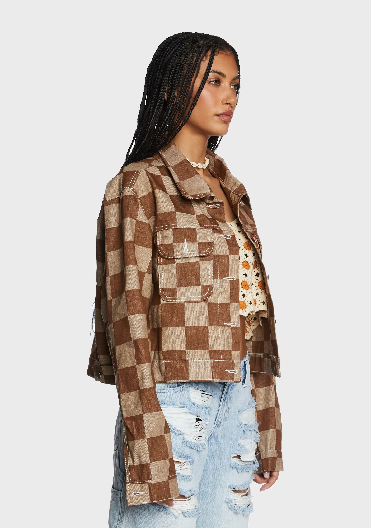 Checked Out Crop Jacket - Image 4