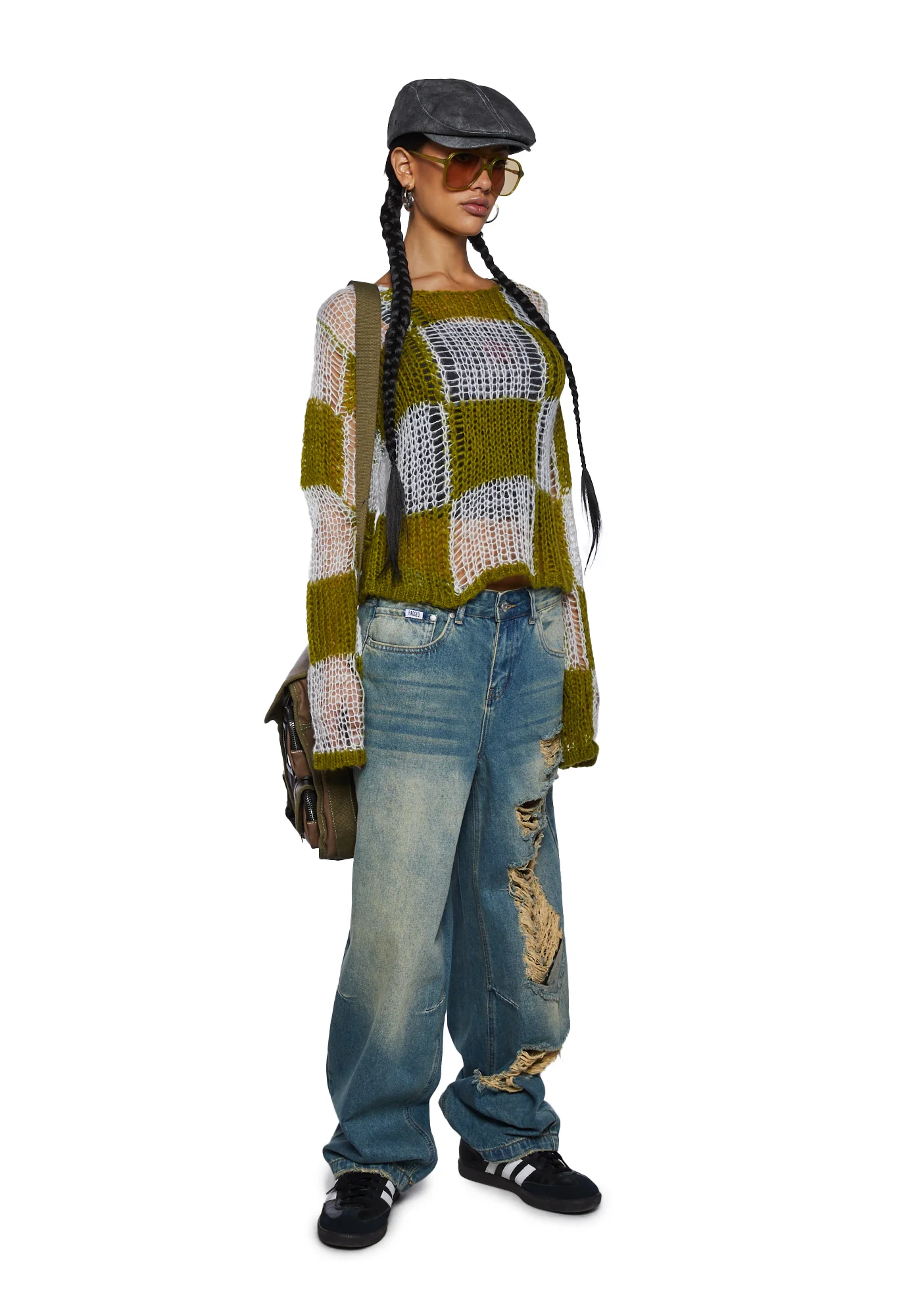 Checkerboard Loose Knit Sweater - Image 2