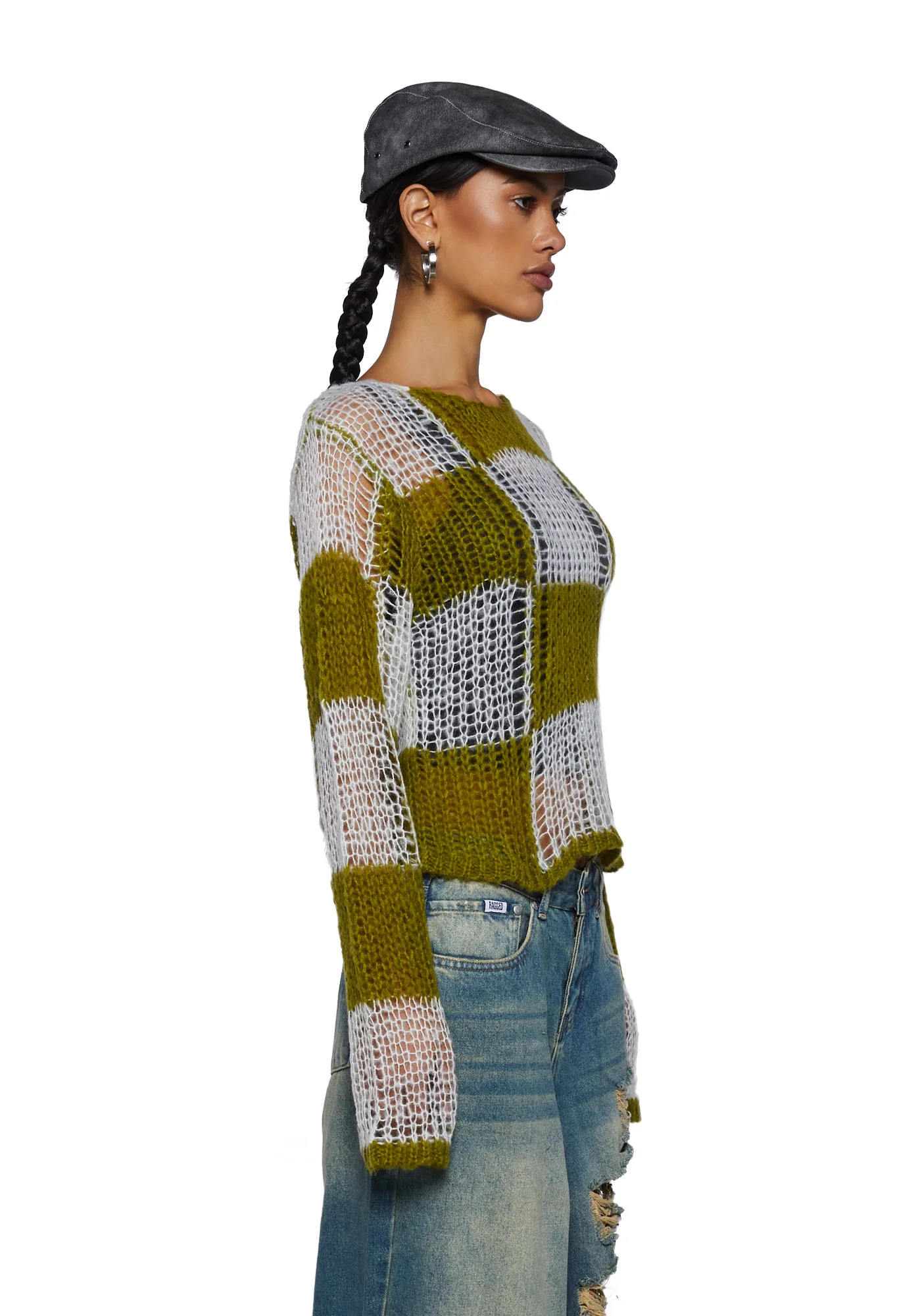Checkerboard Loose Knit Sweater - Image 3