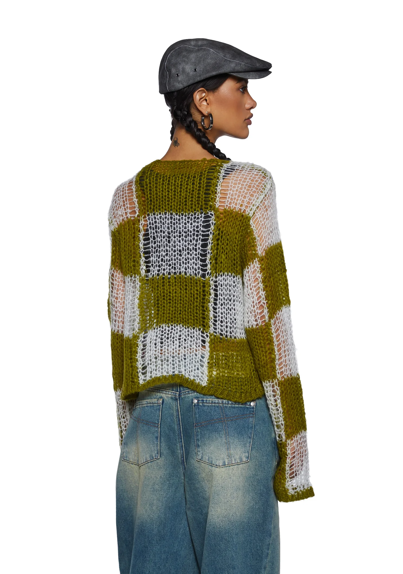 Checkerboard Loose Knit Sweater - Image 4