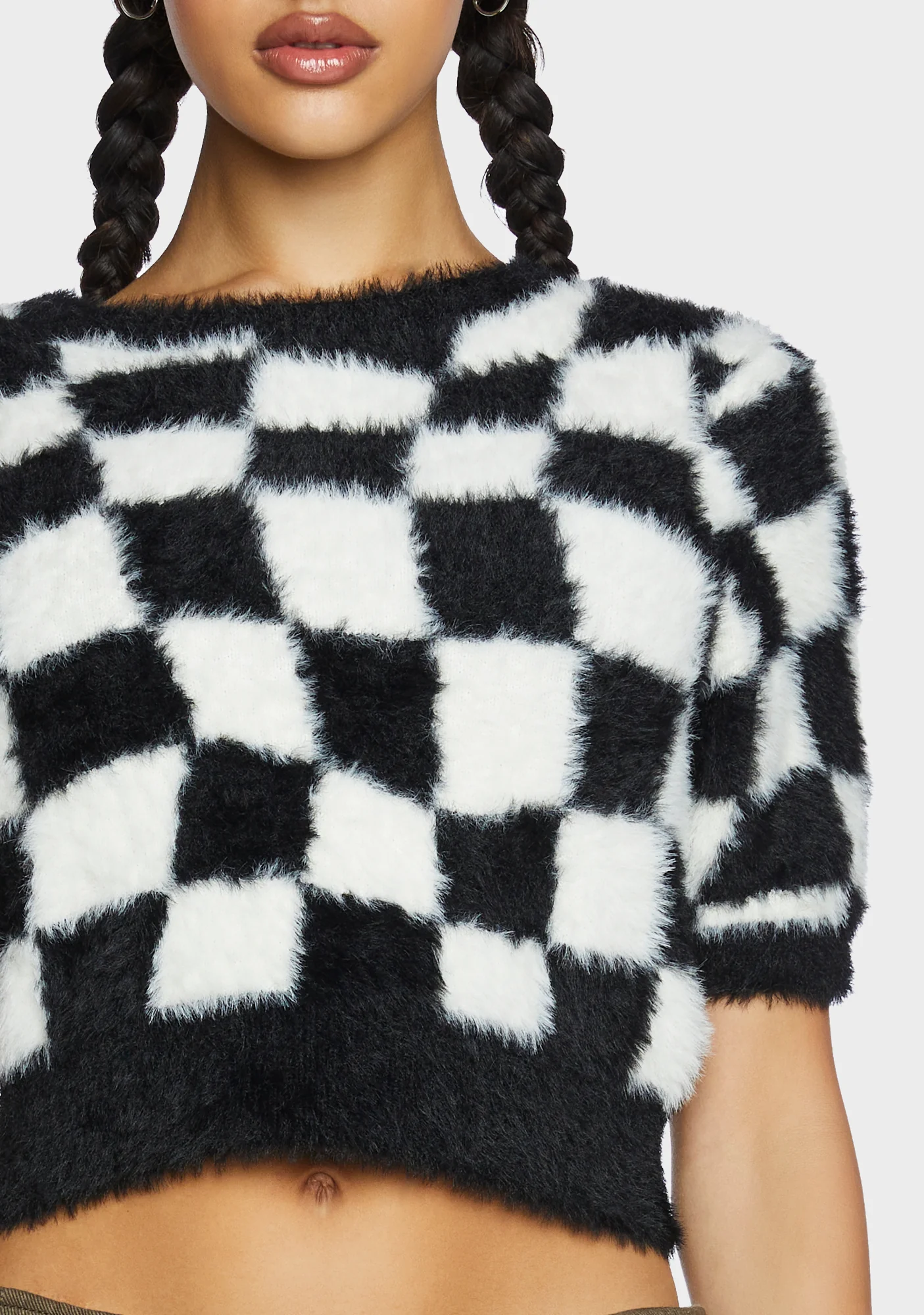 Checkered Knit Crop Top - Image 5