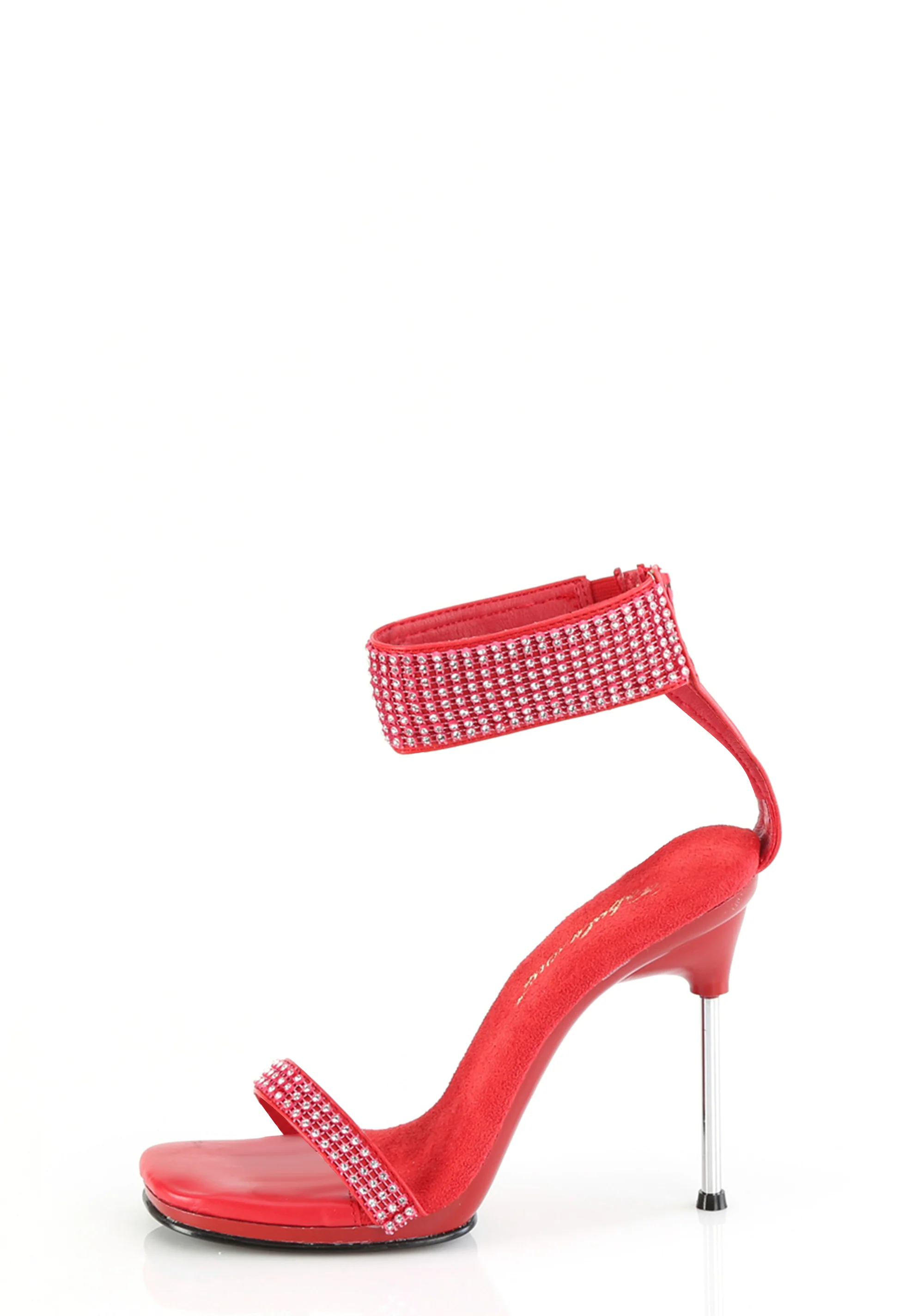 Chic-40 Platform Ankle Strap Rhinestone Sandals-Red - Image 2