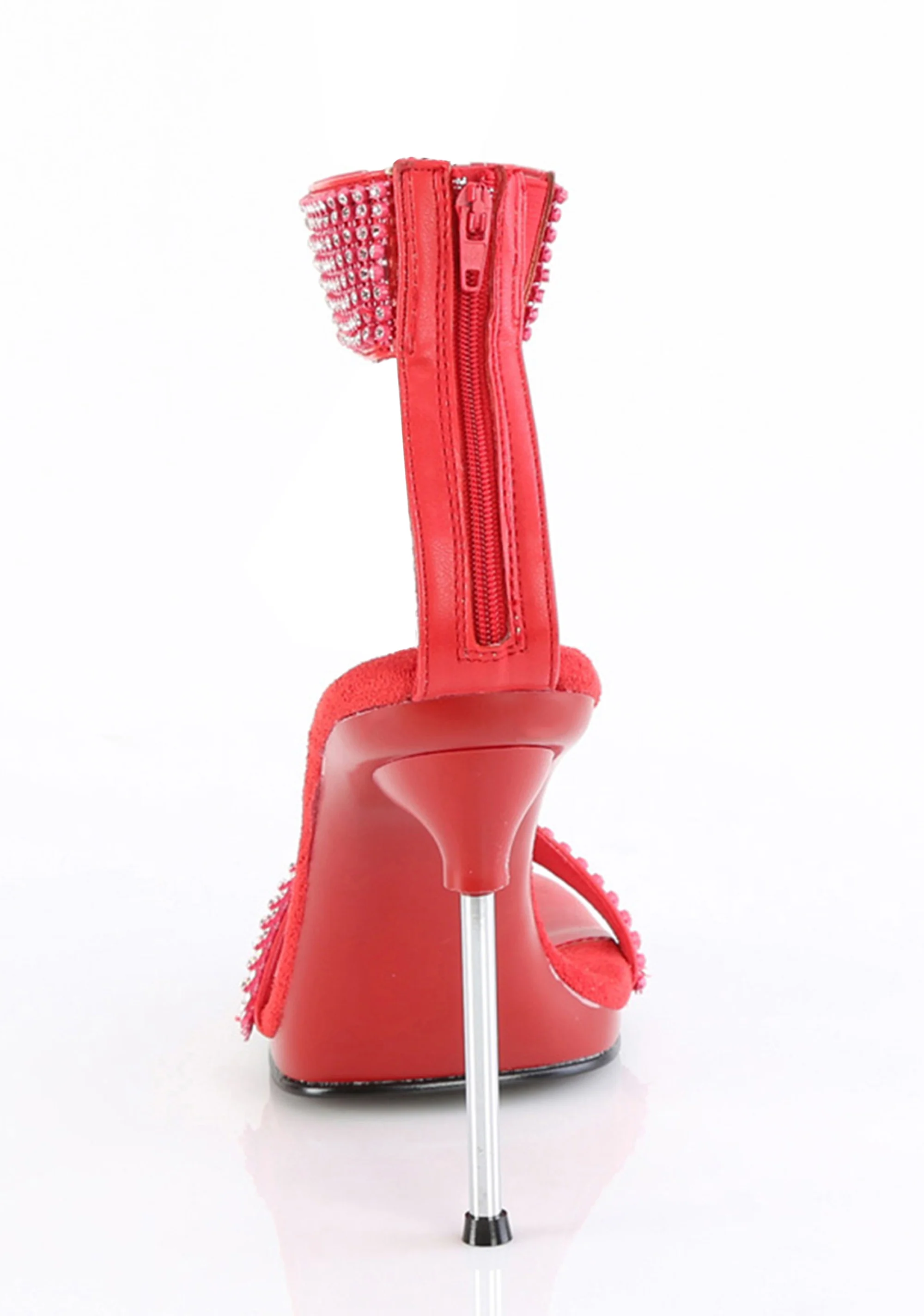 Chic-40 Platform Ankle Strap Rhinestone Sandals-Red - Image 4
