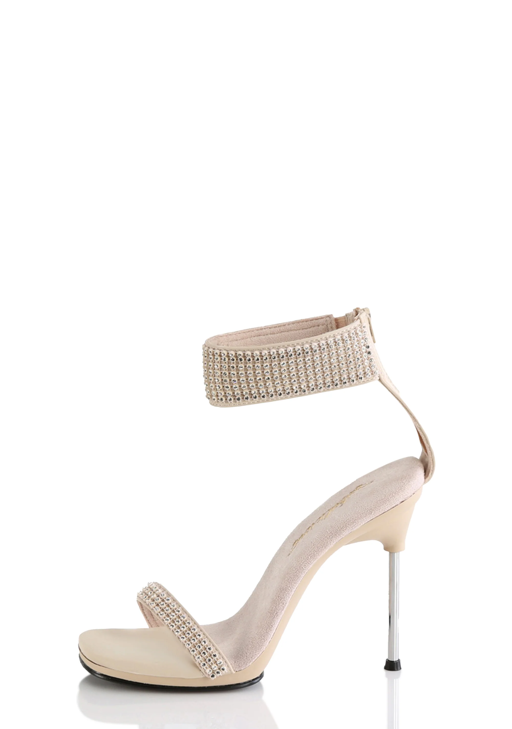 Chic-40 Platform Ankle Strap Rhinestone Sandals-Tan - Image 2