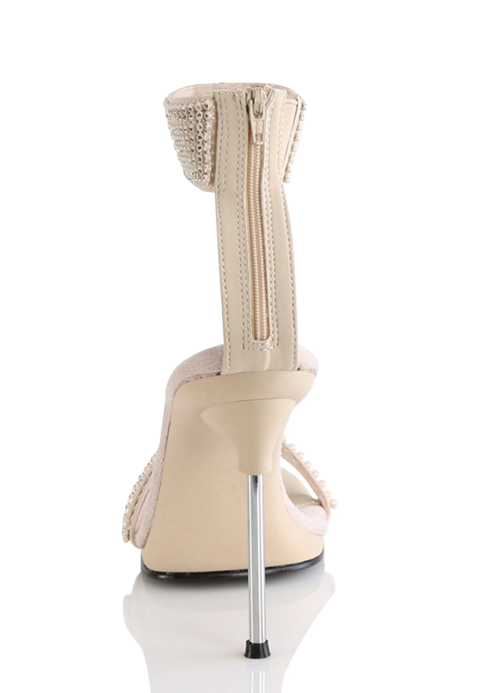Chic-40 Platform Ankle Strap Rhinestone Sandals-Tan - Image 4