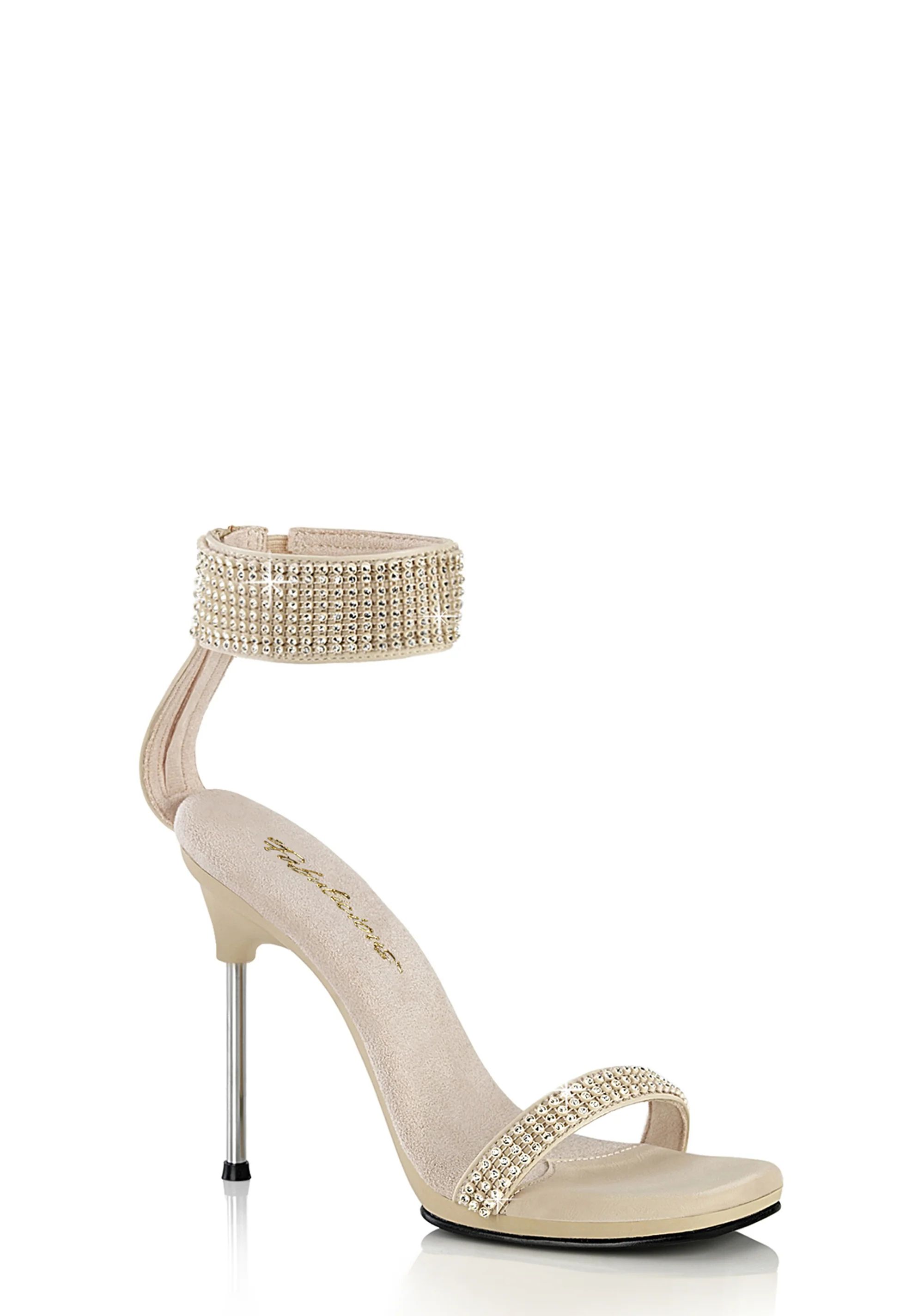 Chic-40 Platform Ankle Strap Rhinestone Sandals-Tan - Image 5