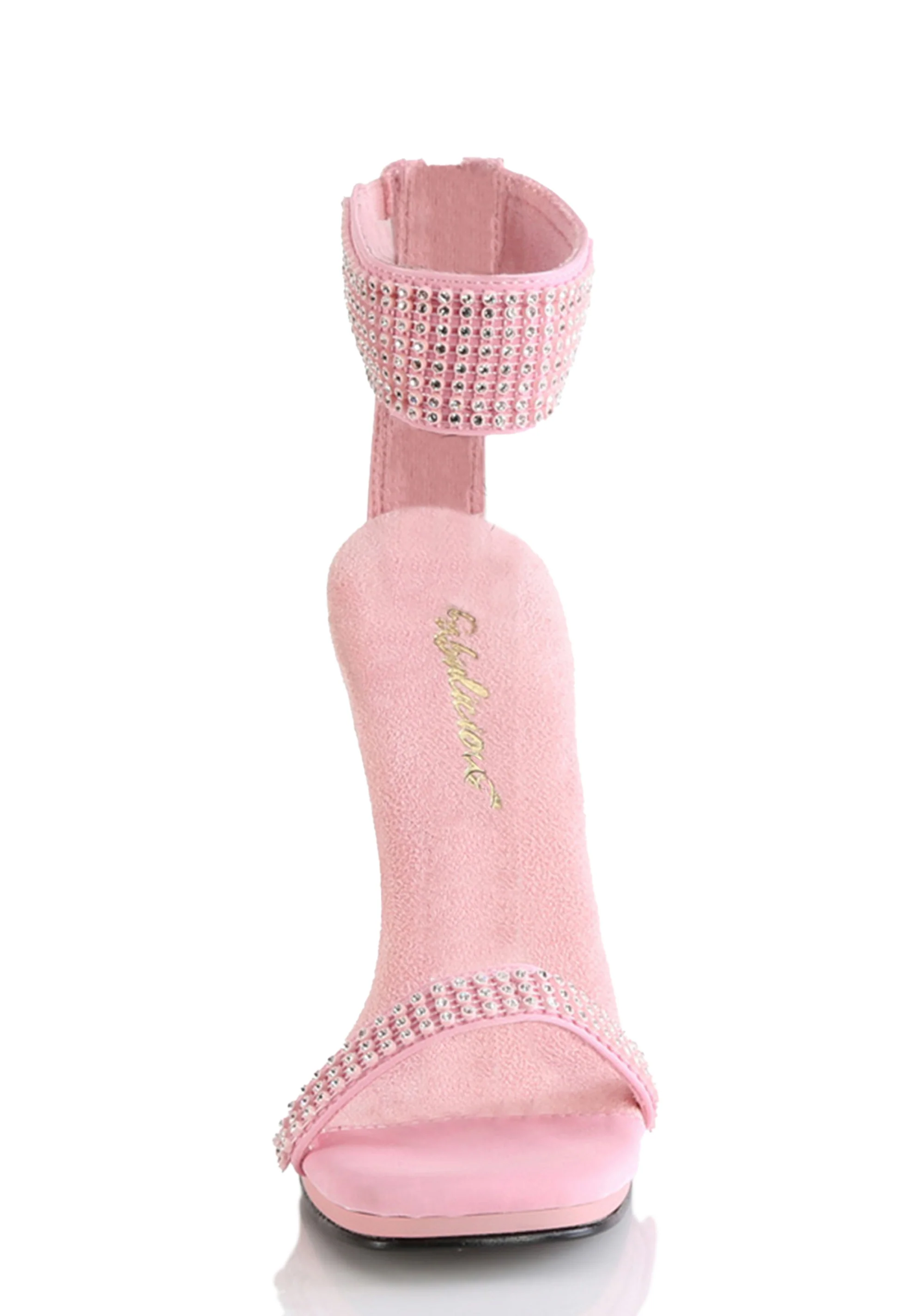 Chic-40 Platform Ankle Strap Rhinestone Sandals-Baby Pink - Image 3