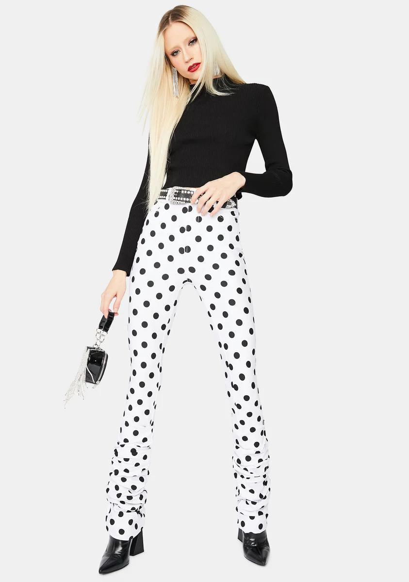Chic Fantastic Polka Dot High Waisted Ruched Pants - Image 3