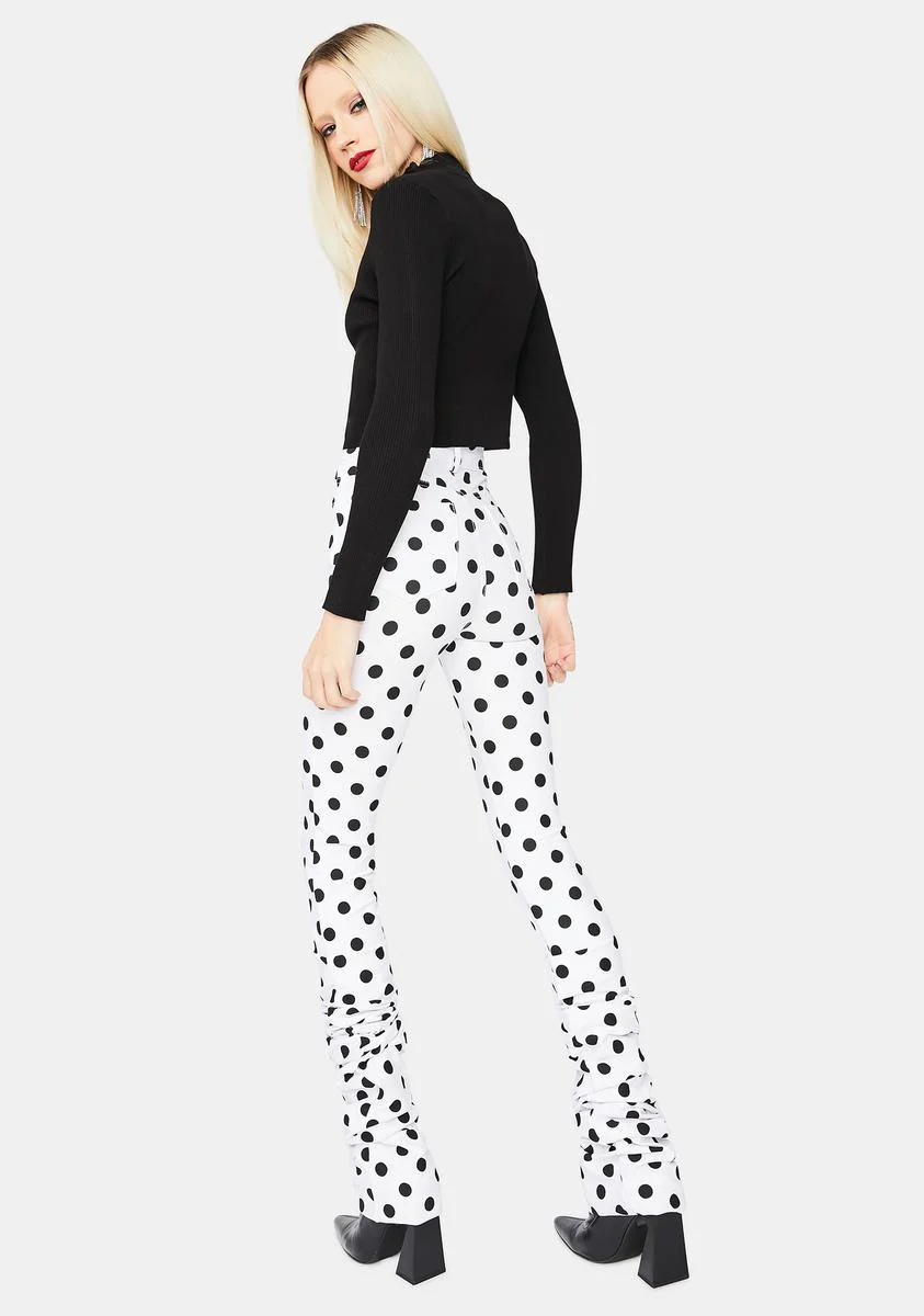 Chic Fantastic Polka Dot High Waisted Ruched Pants - Image 4