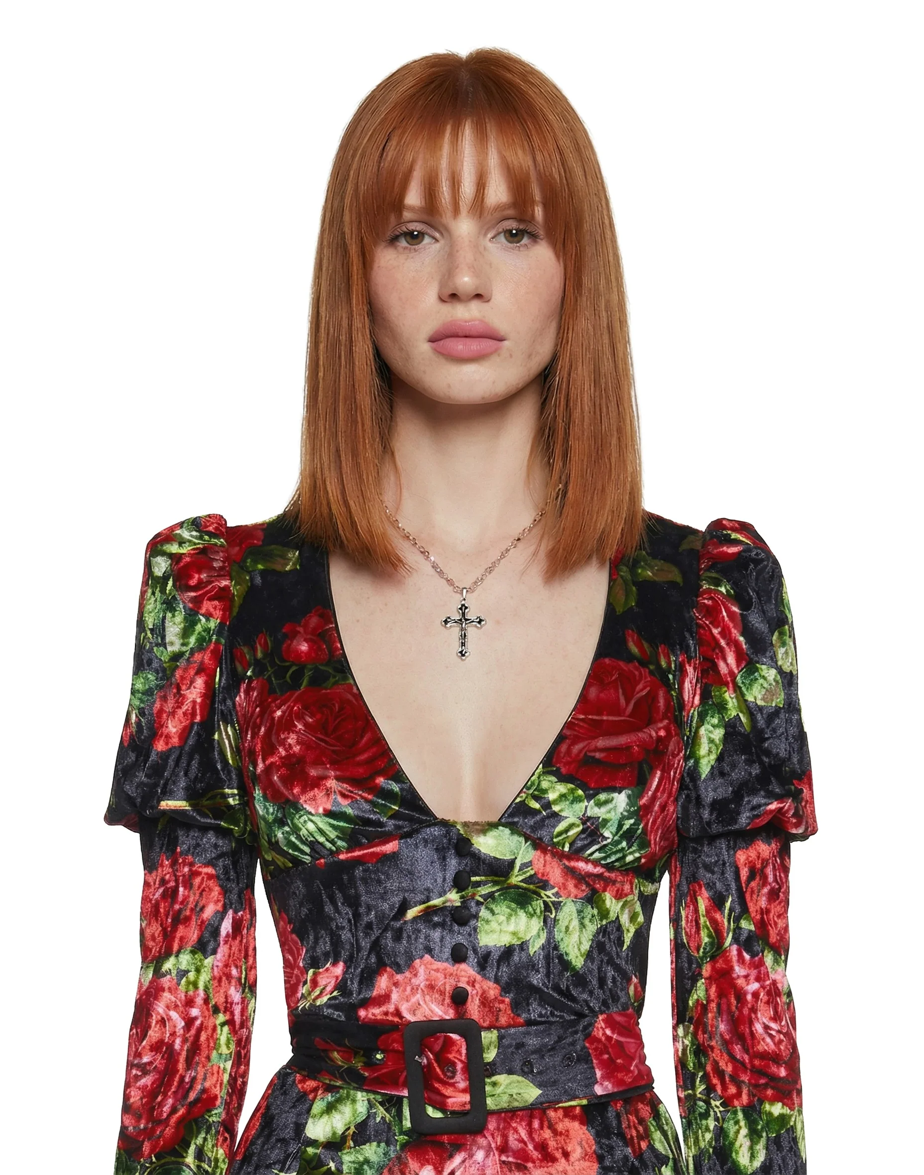 Chic Manners Velvet Romper - Black/Red - Image 4