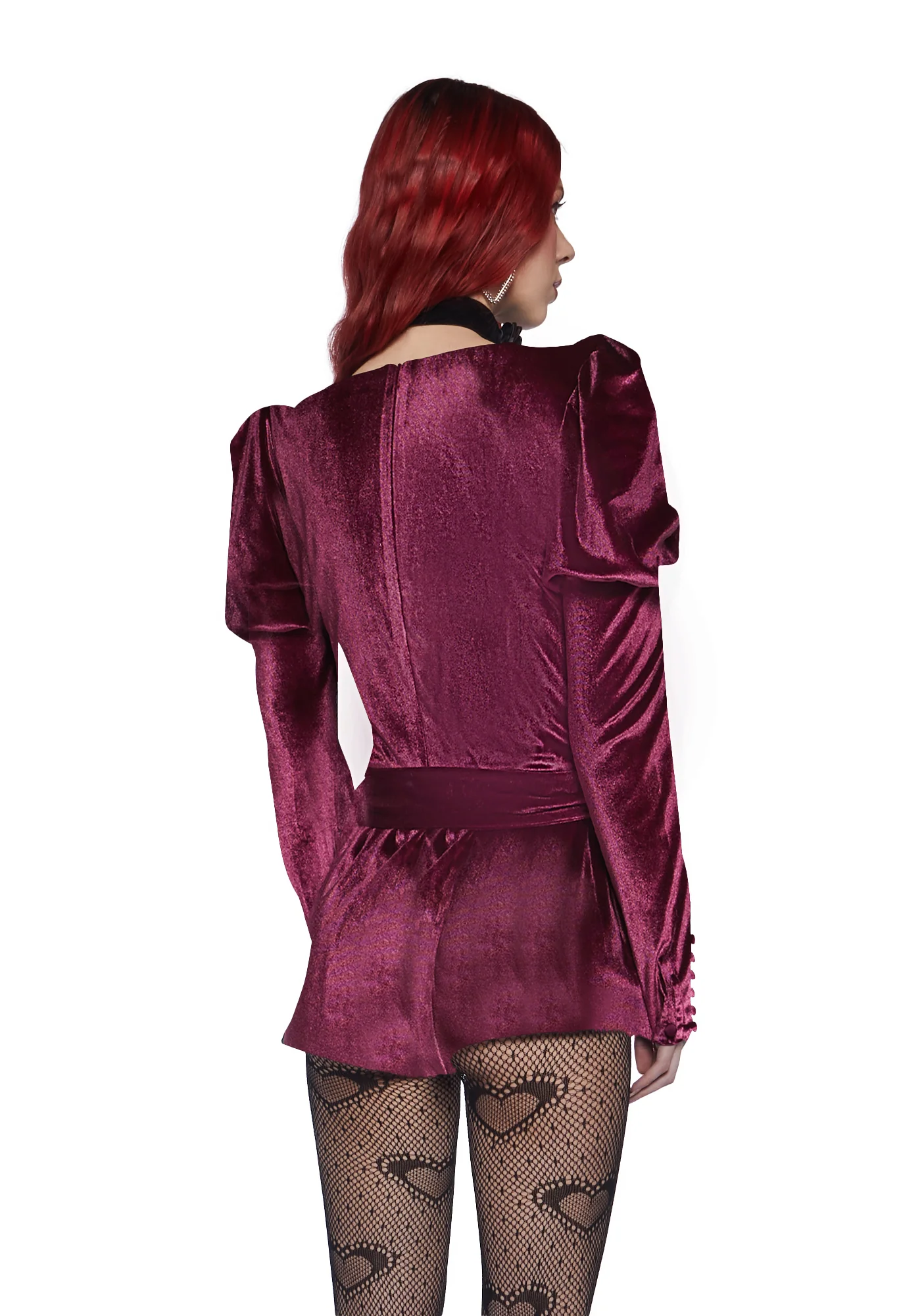 Chic Manners Velvet Romper - Pink - Image 4