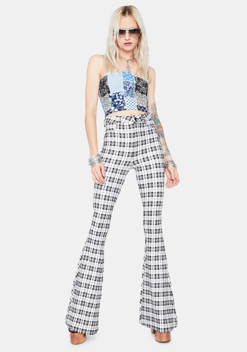 Chill Hip Check High Waisted Plaid Flares - Image 2