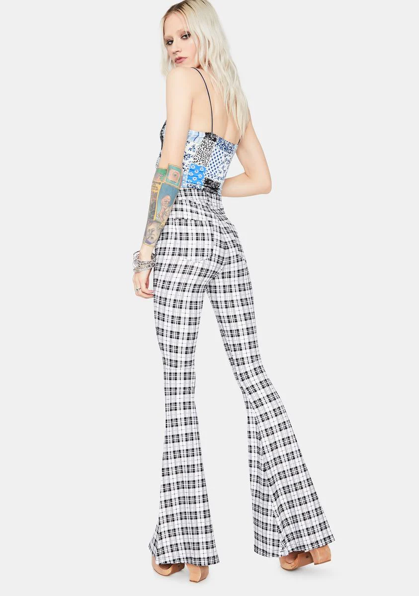 Chill Hip Check High Waisted Plaid Flares - Image 4