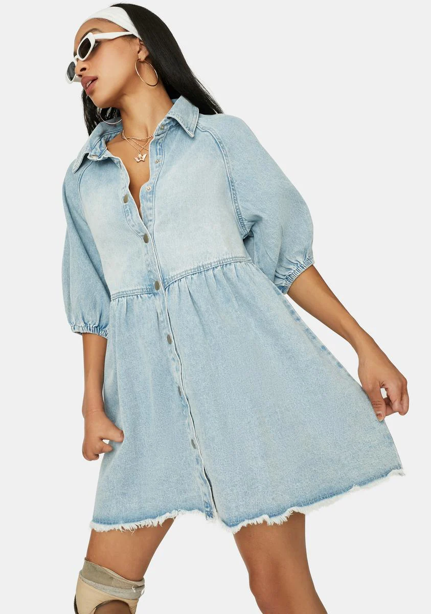 Chill Till You Make It Denim Babydoll Dress - Image 2