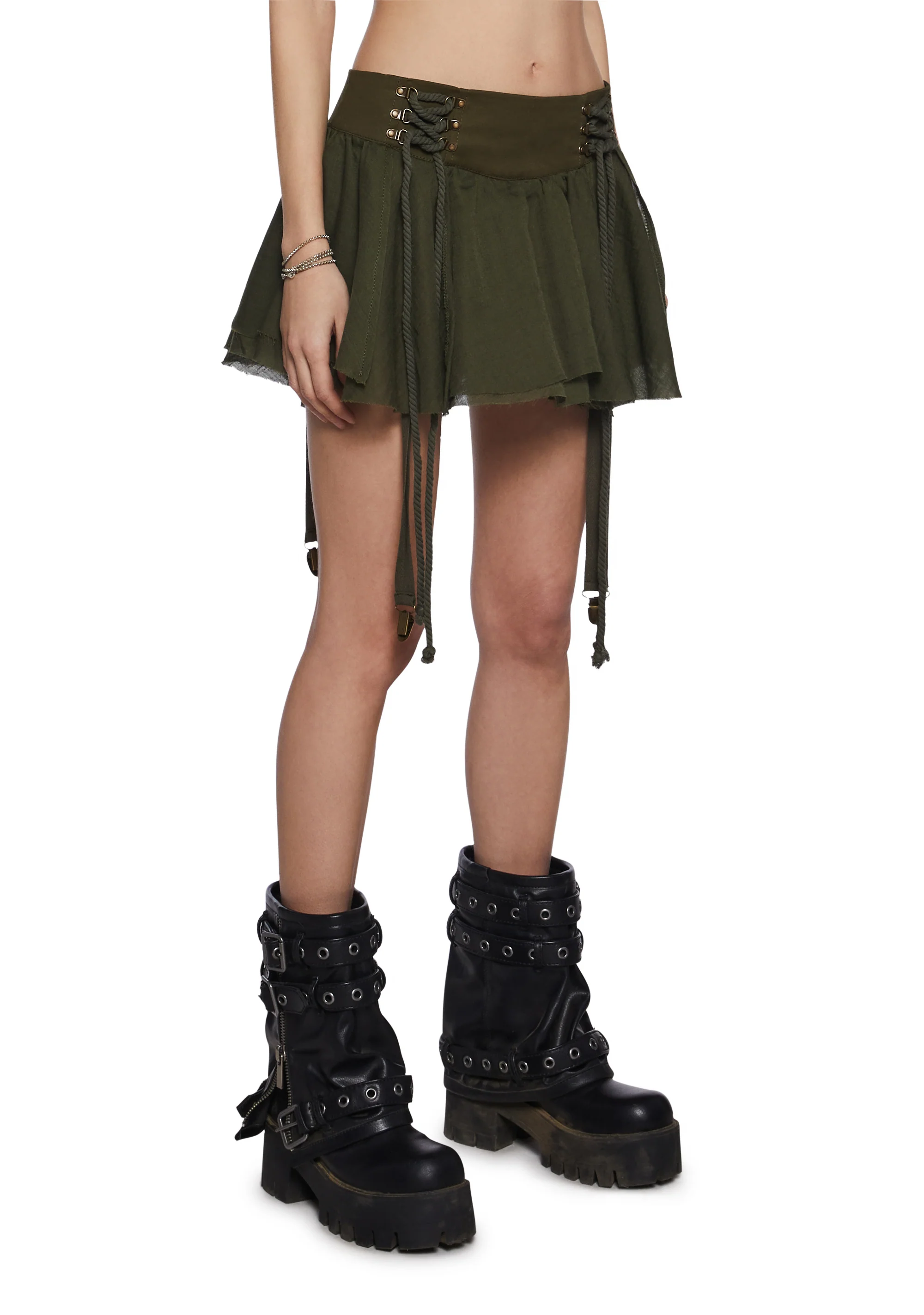 Chord Lace-Up Mini Skirt - Image 3