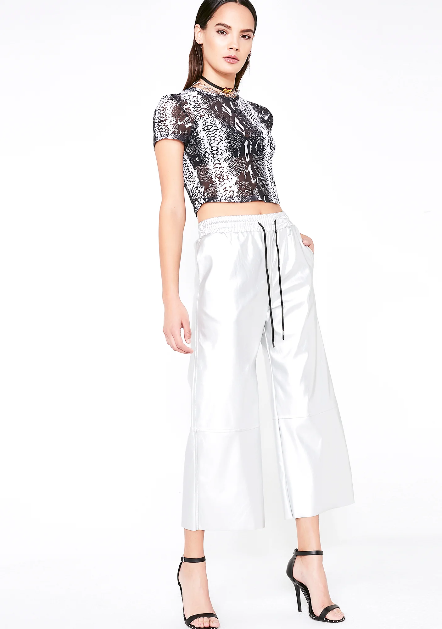 Chrome Material Addiction Cropped Pants - Image 2