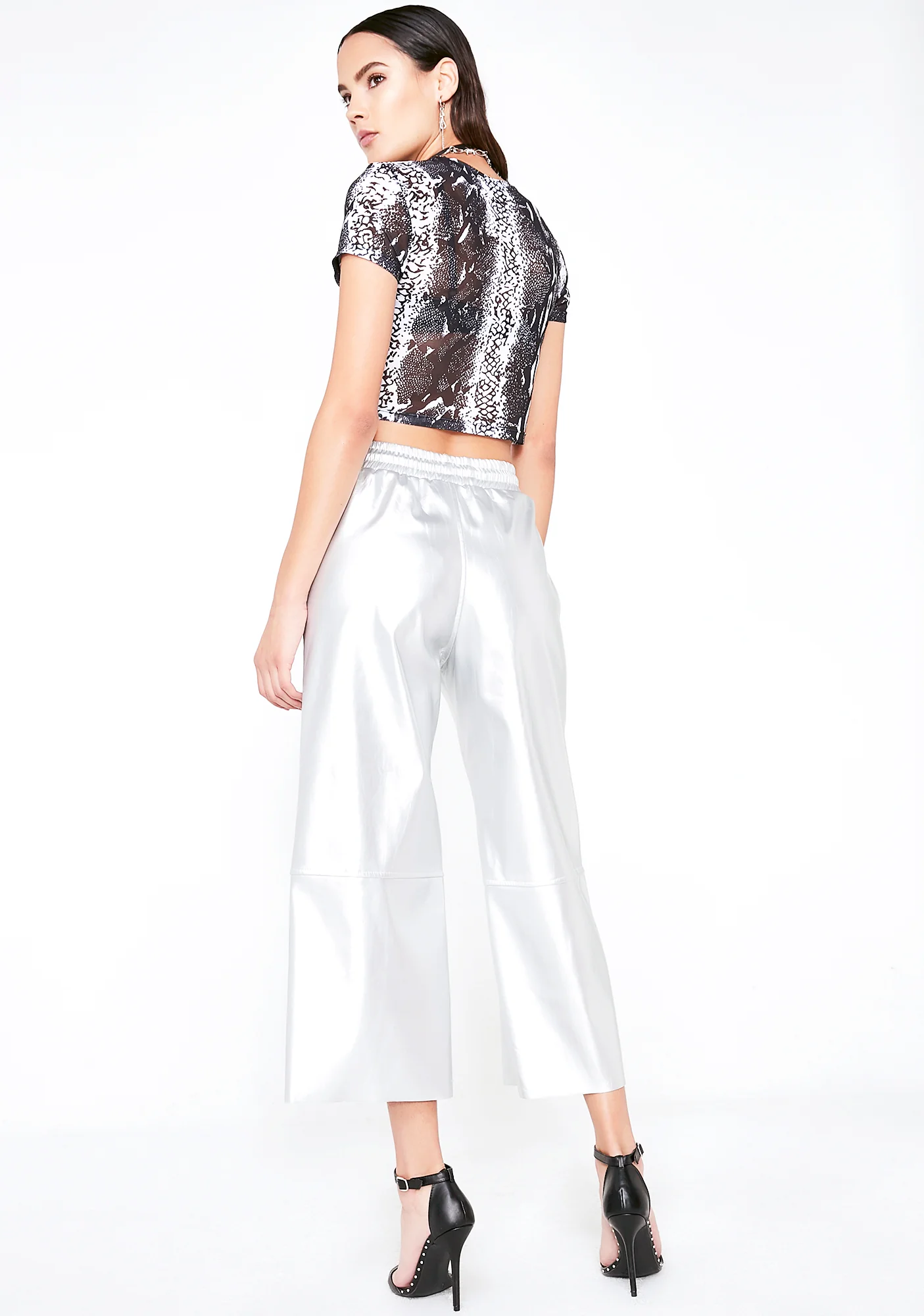Chrome Material Addiction Cropped Pants - Image 4