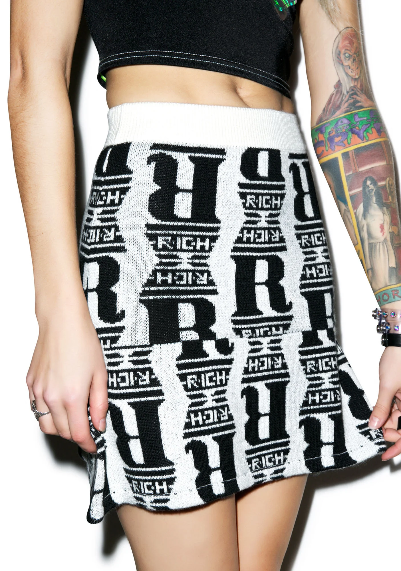 Chrome Status Knit Skater Skirt - Image 4