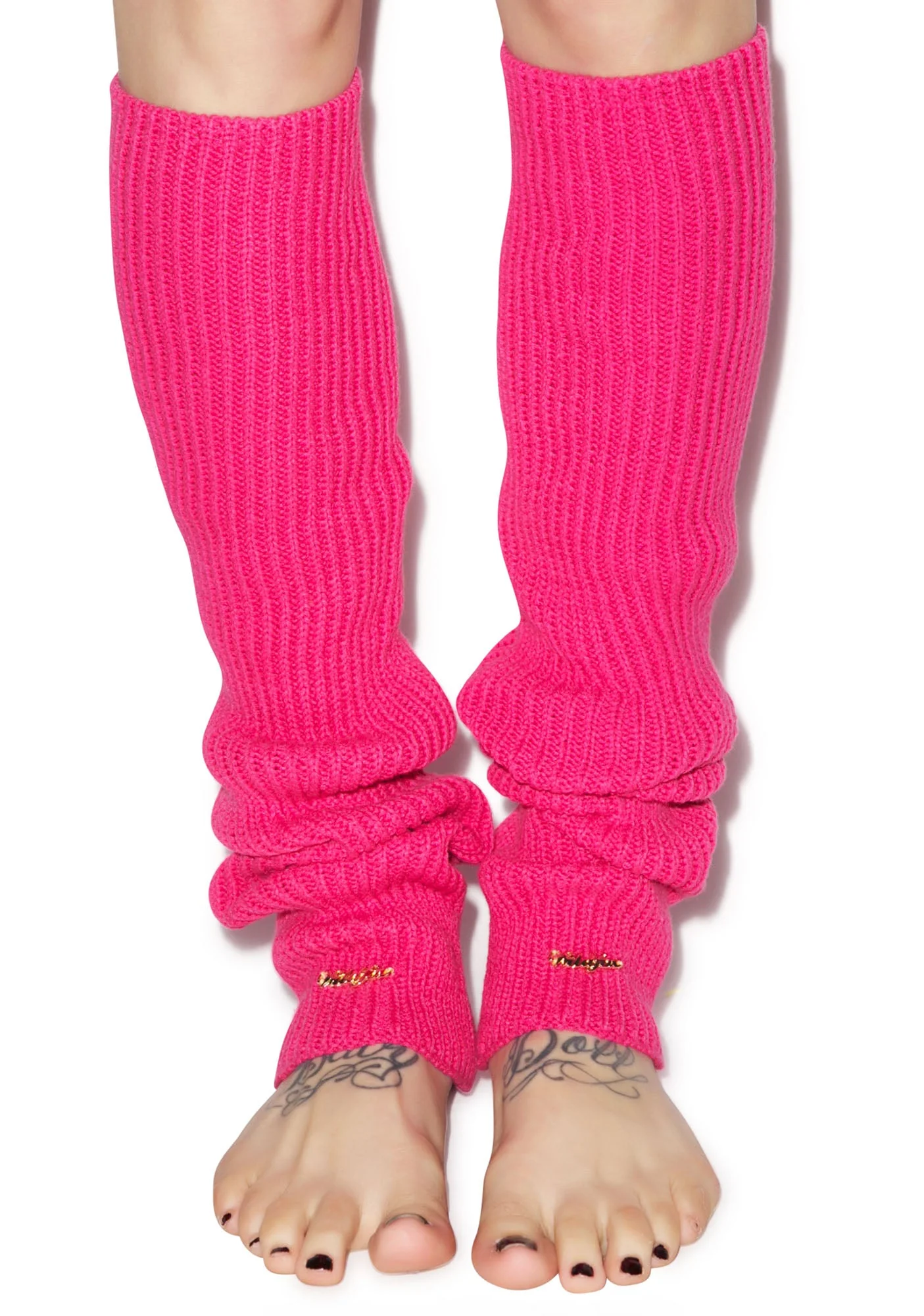 Chunky Knit Leg Warmers - Dark Pink - Image 8