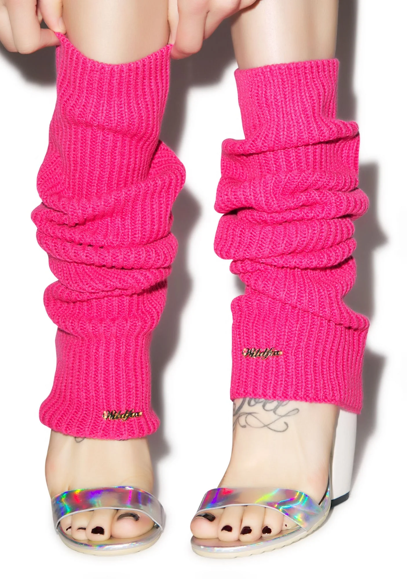 Chunky Knit Leg Warmers - Light Brown - Image 6
