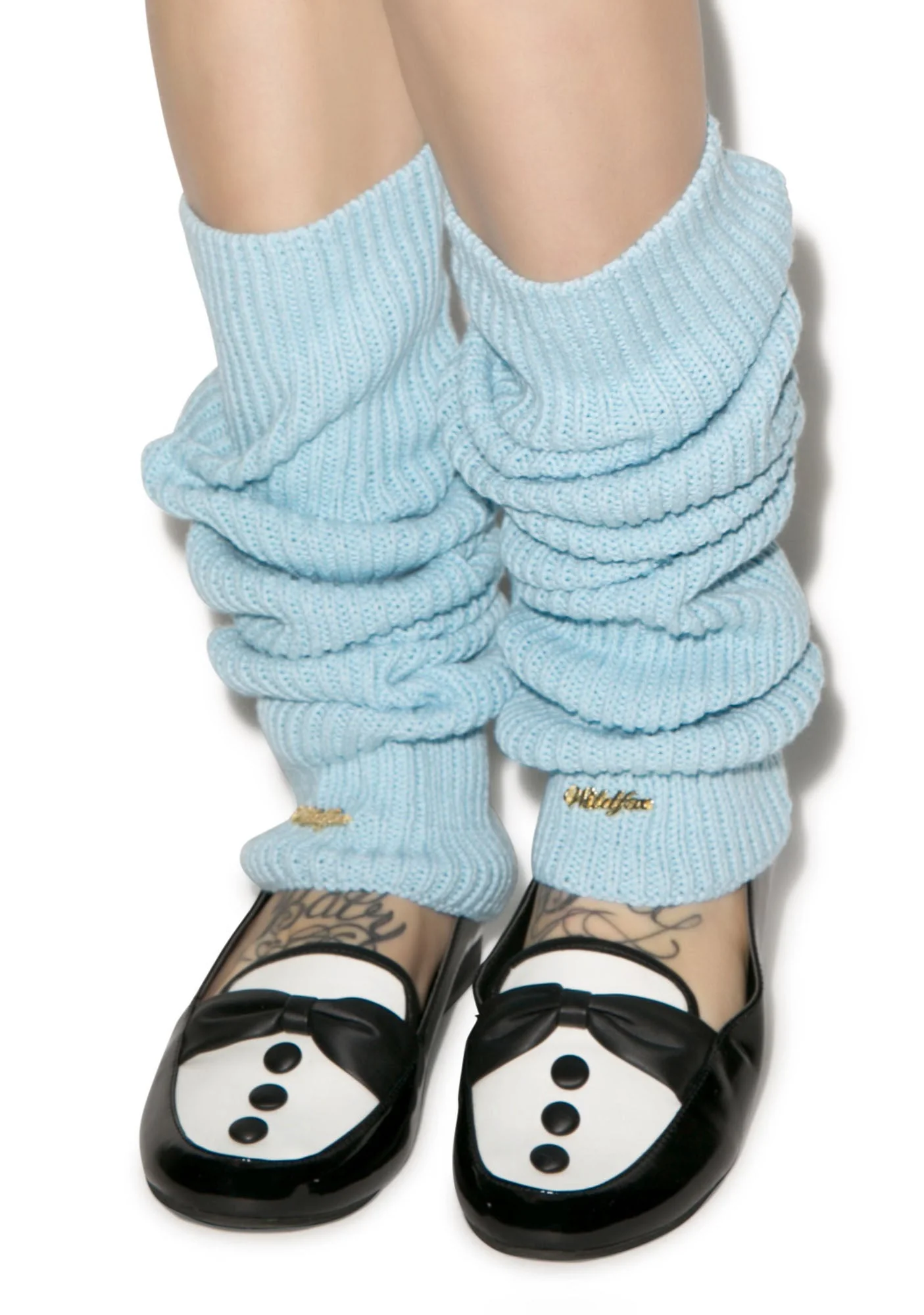 Chunky Knit Leg Warmers - Light Blue - Image 17
