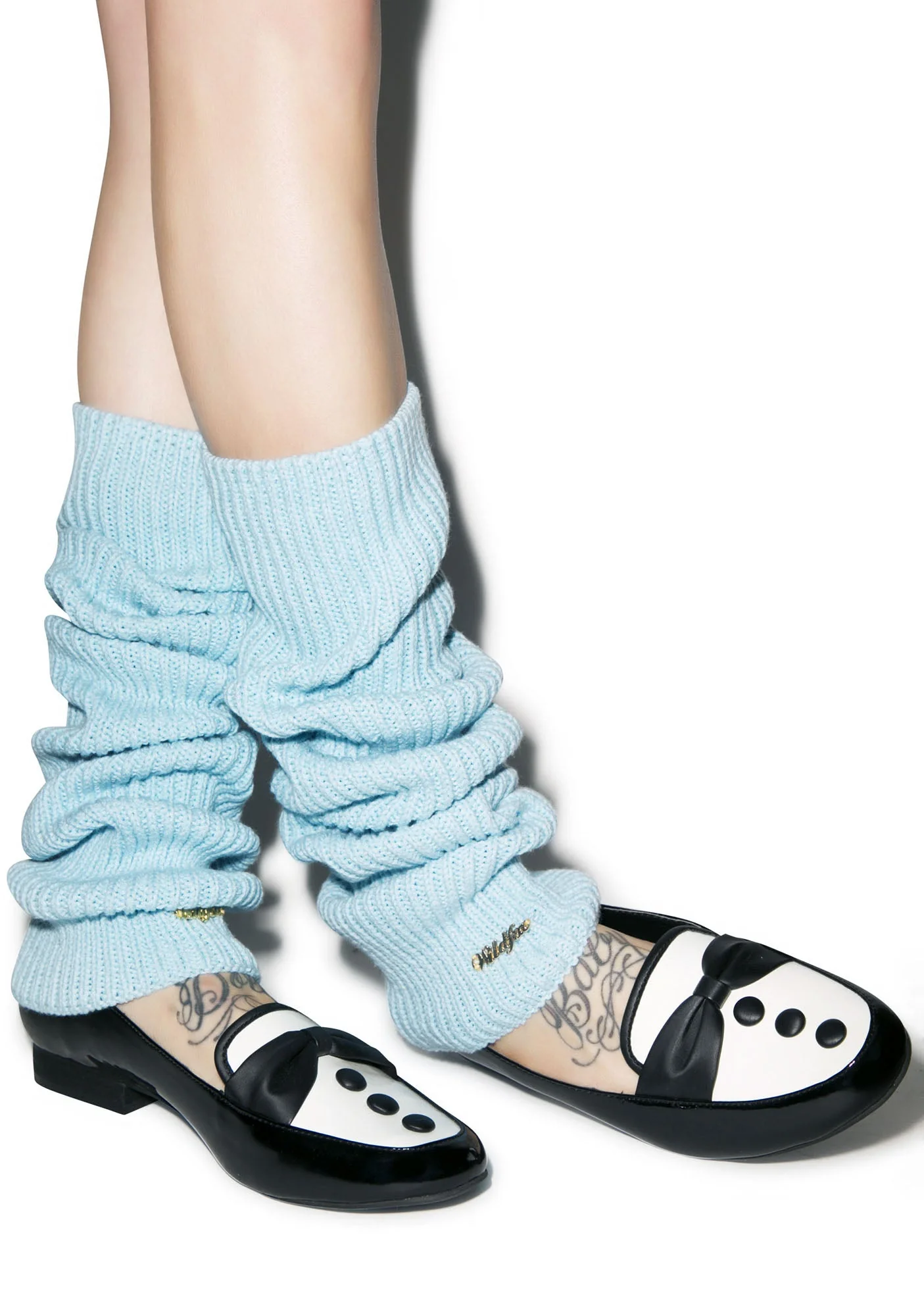 Chunky Knit Leg Warmers - Light Blue - Image 19
