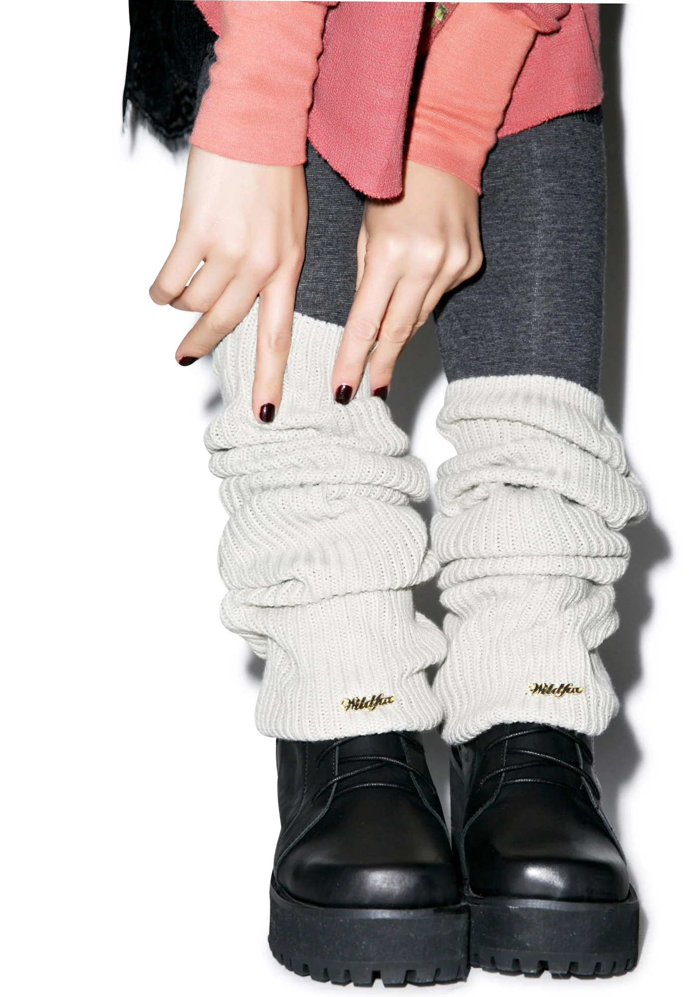 Chunky Knit Leg Warmers - Light Blue - Image 4