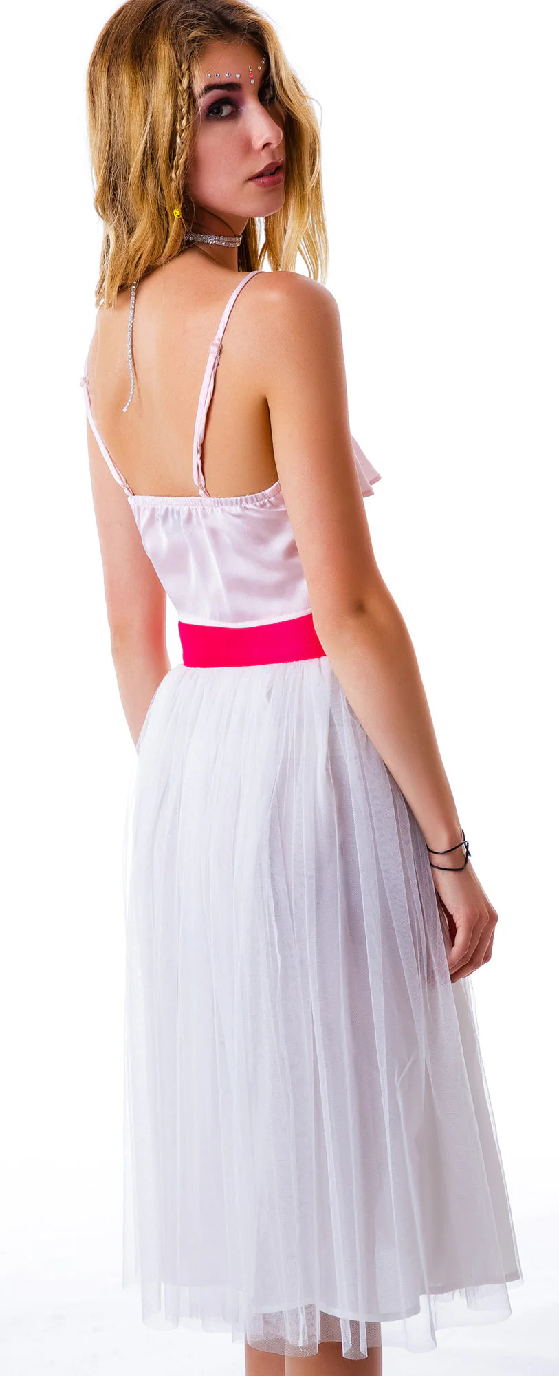 Cierra Air Tulle Midi Skirt - White - Image 4