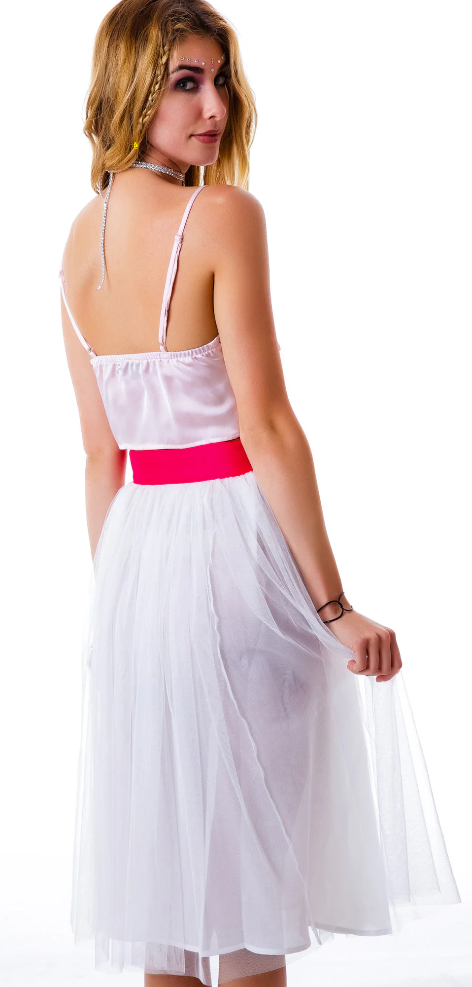 Cierra Air Tulle Midi Skirt - White - Image 6