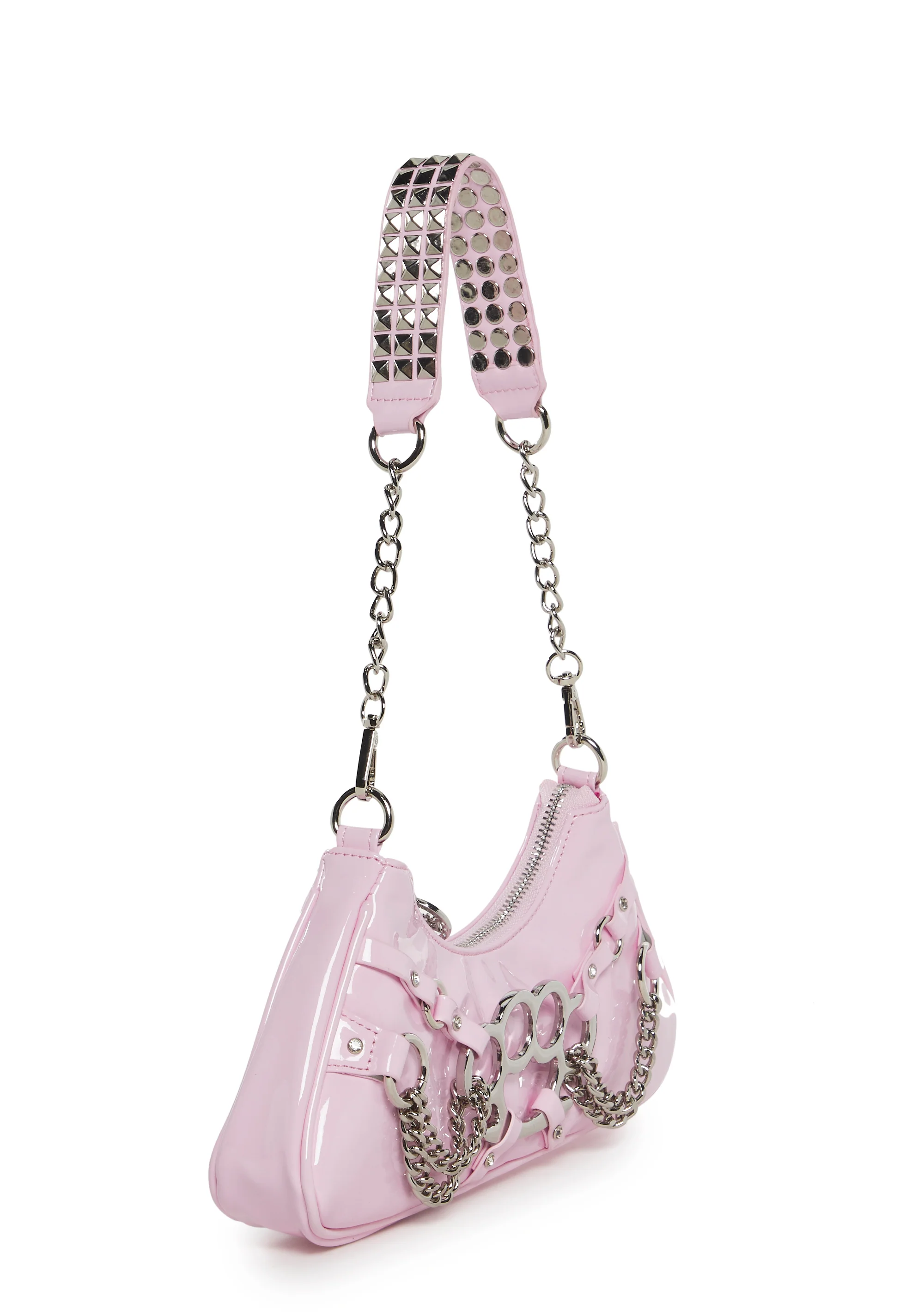 Ciska Brass Knuckle Shoulder Bag - Pink - Image 3