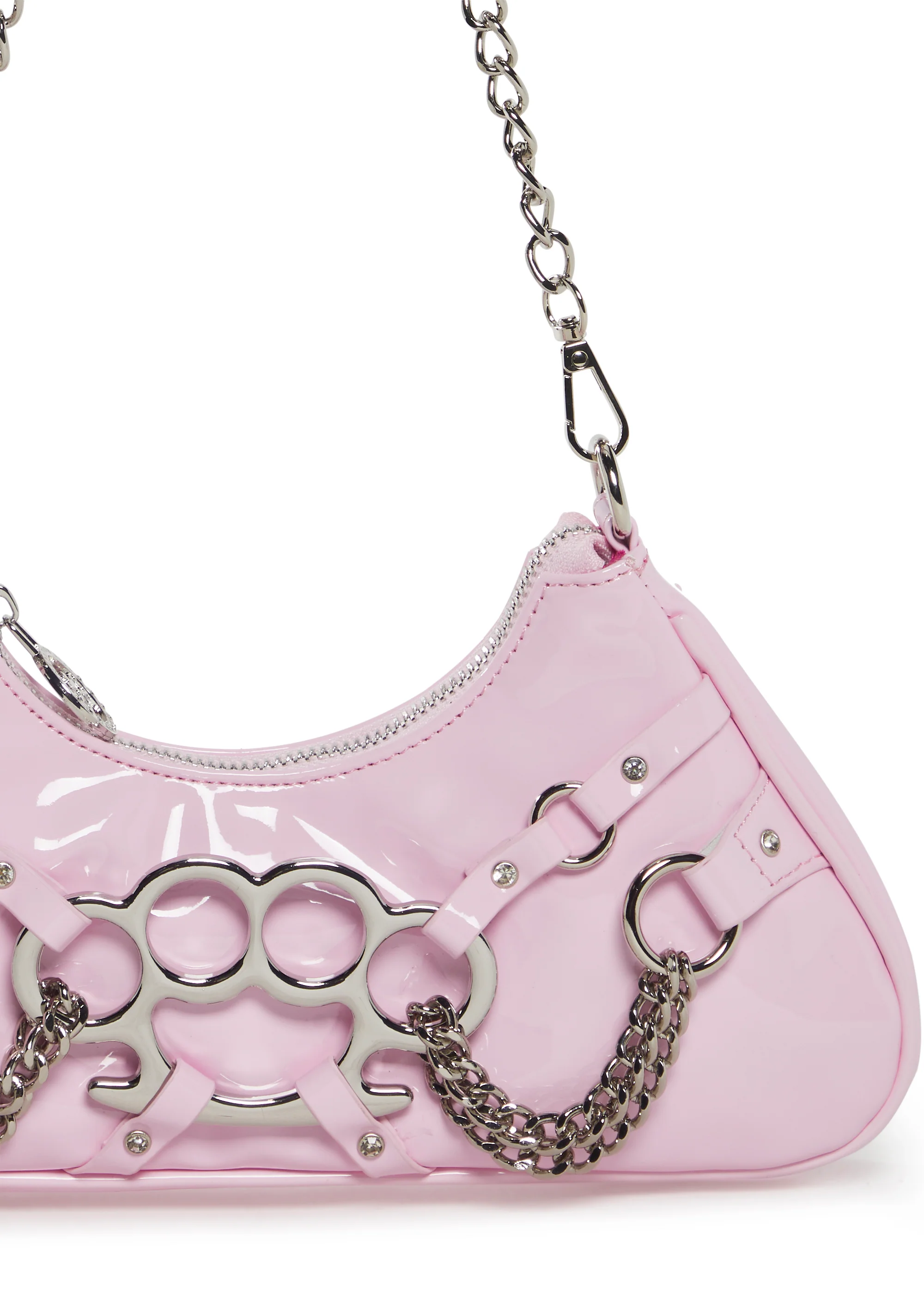 Ciska Brass Knuckle Shoulder Bag - Pink - Image 5