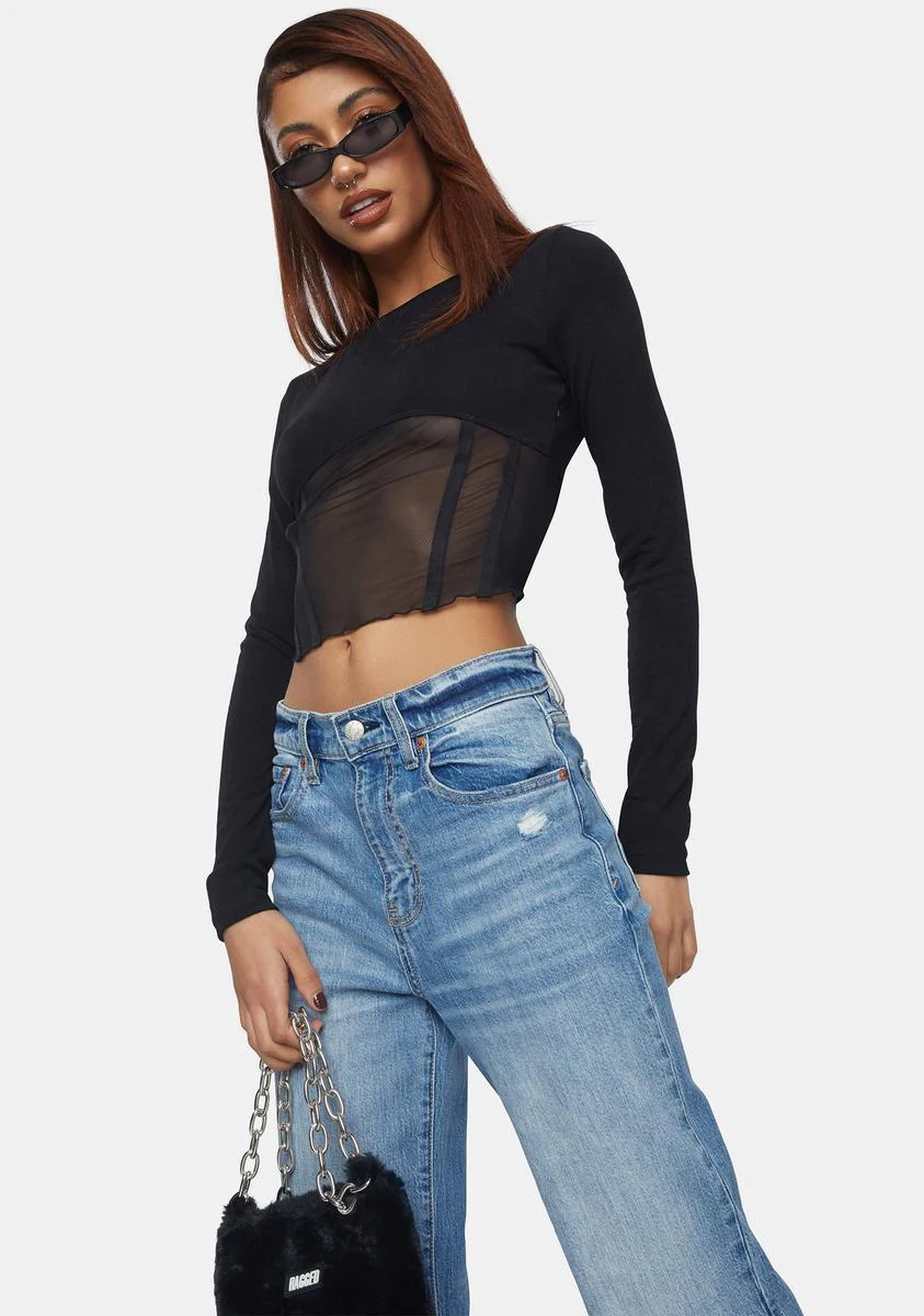 Clearly Seeing Double Long Sleeve Mesh Top - Image 2