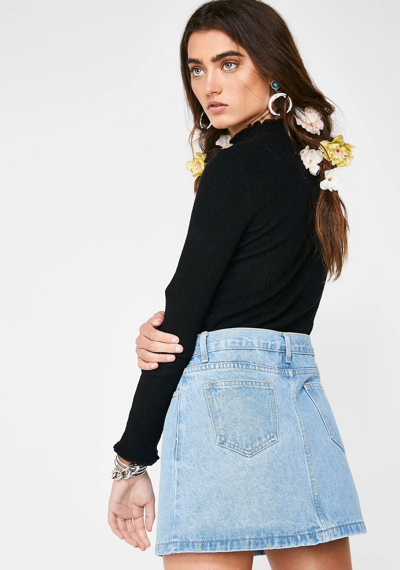 Close Up Denim Skirt - Image 3