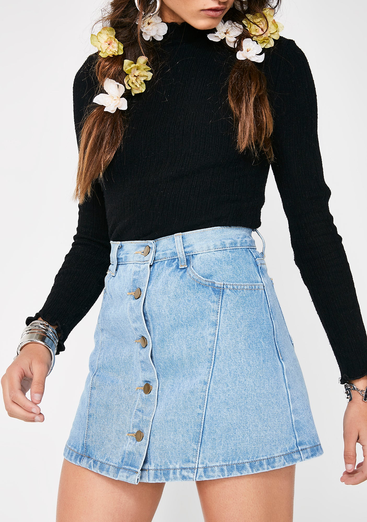 Close Up Denim Skirt - Image 5