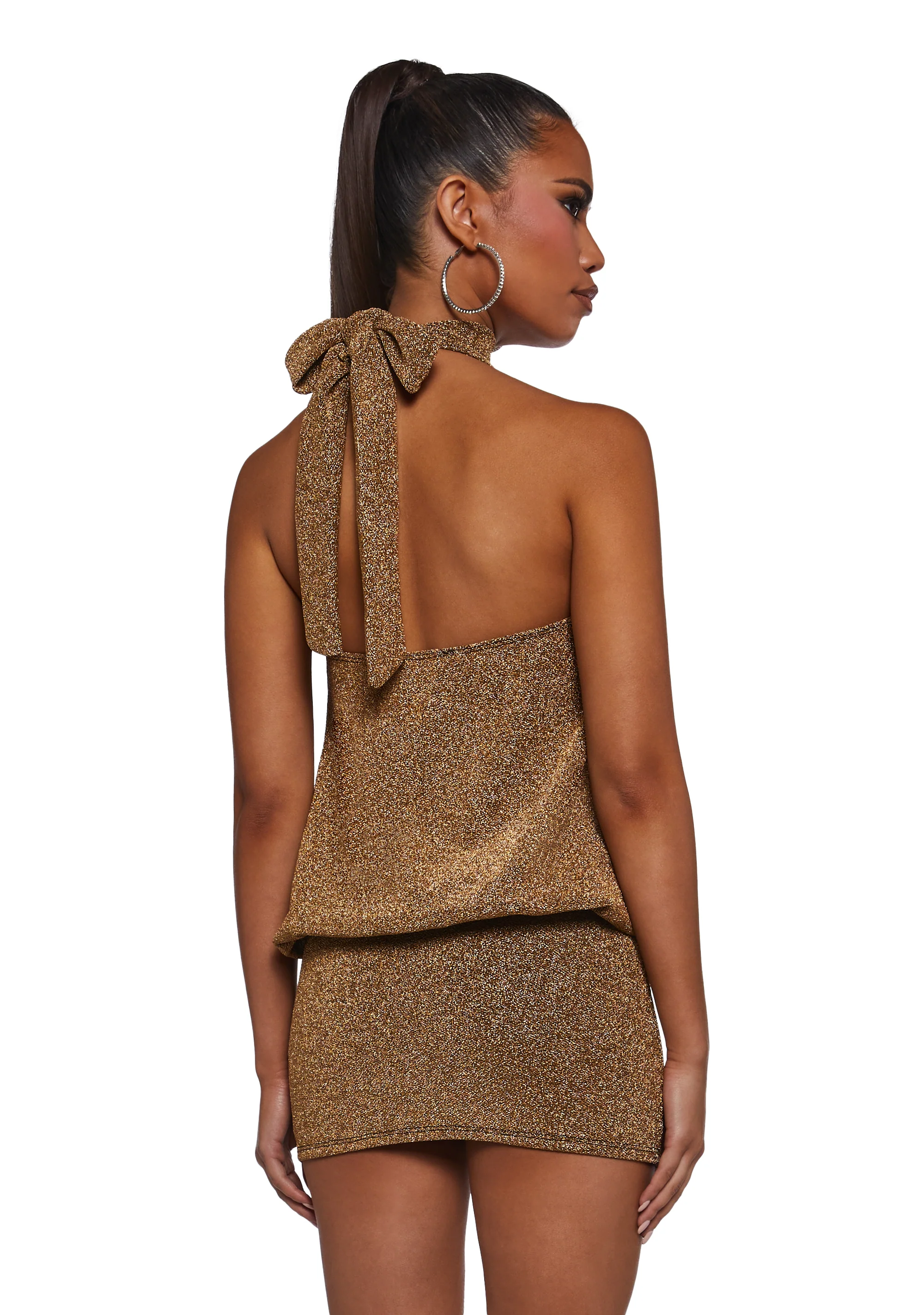 Club Moves Halter Dress - Gold Glitter - Image 4