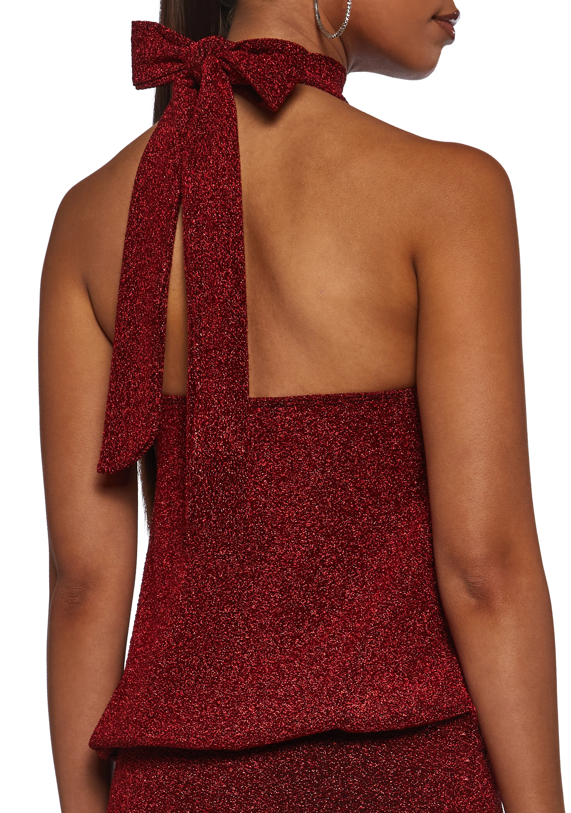 Club Moves Halter Dress - Red Glitter - Image 5