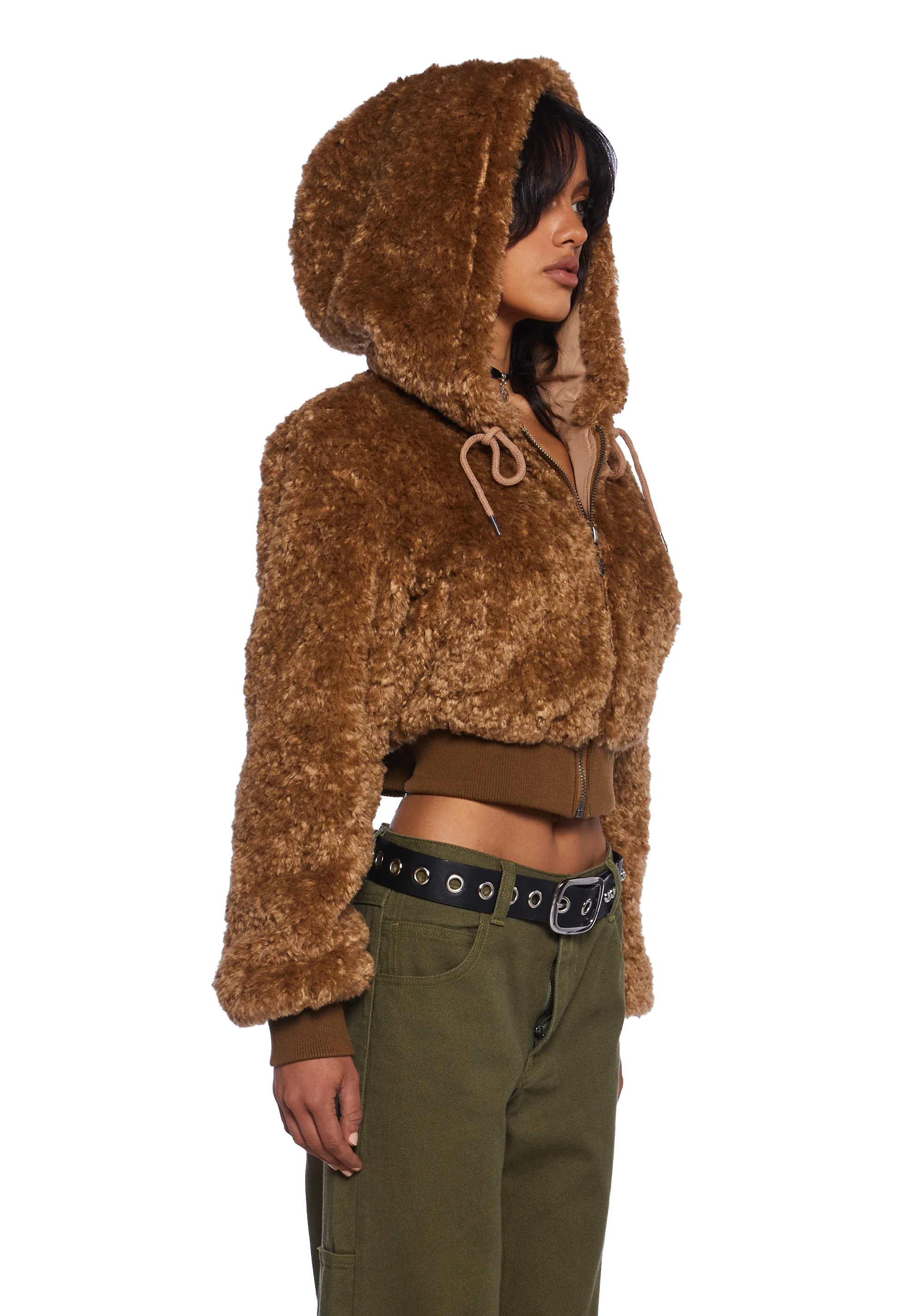 Coffee Date Hooded Sherpa Jacket - Image 3