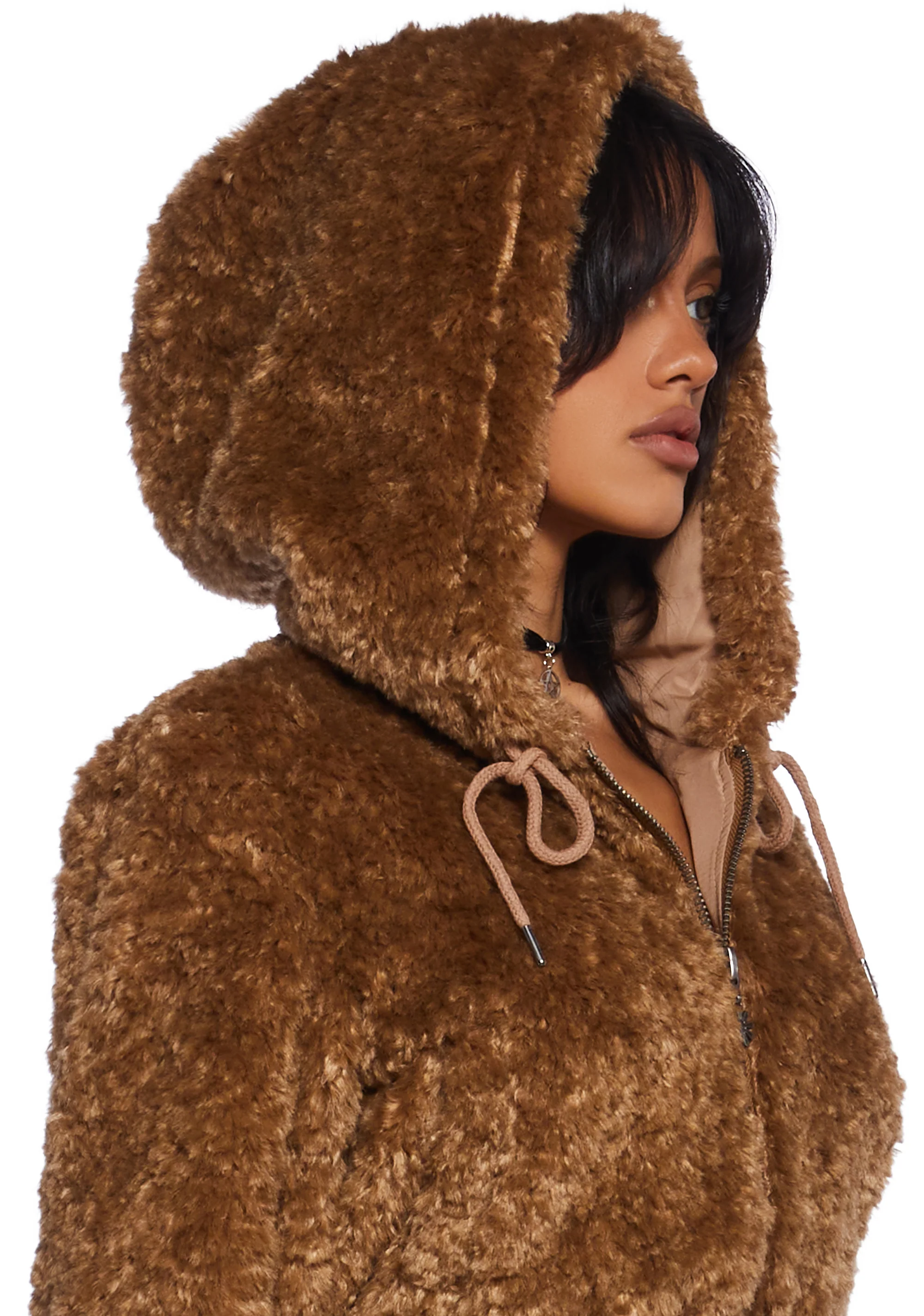 Coffee Date Hooded Sherpa Jacket - Image 5