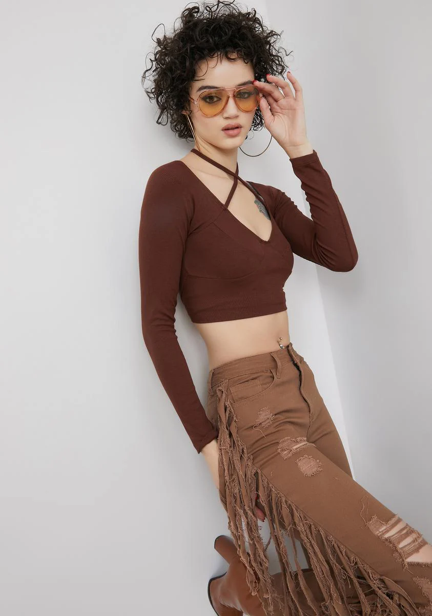 Coffee Hit My Stride Halter Crop Top - Image 2