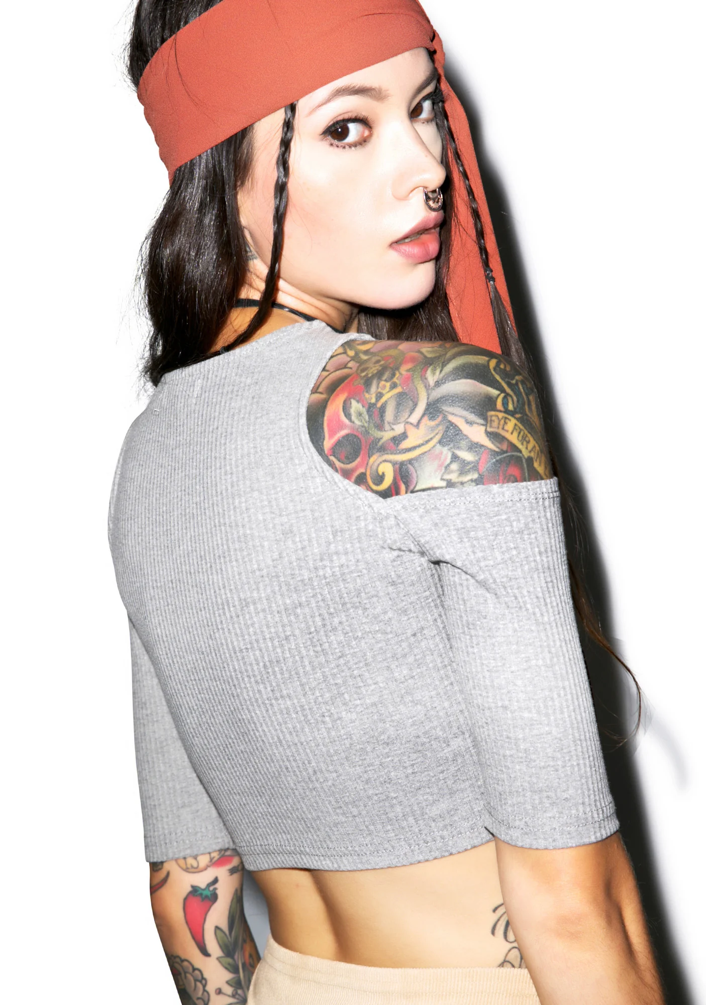 Cold Shoulder Crop Top - Image 3
