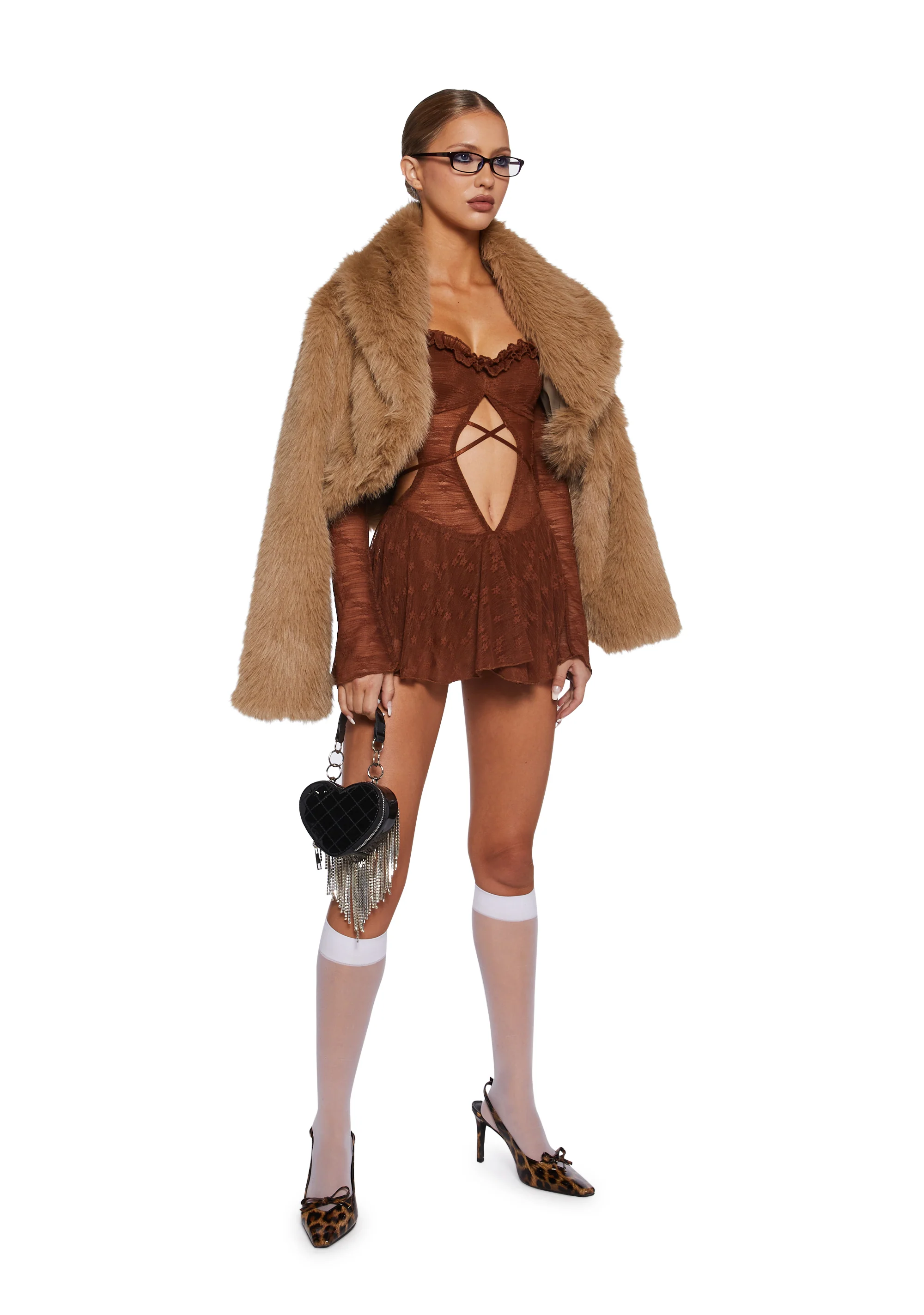 Collective Hearts Mini Dress - Brown - Image 2