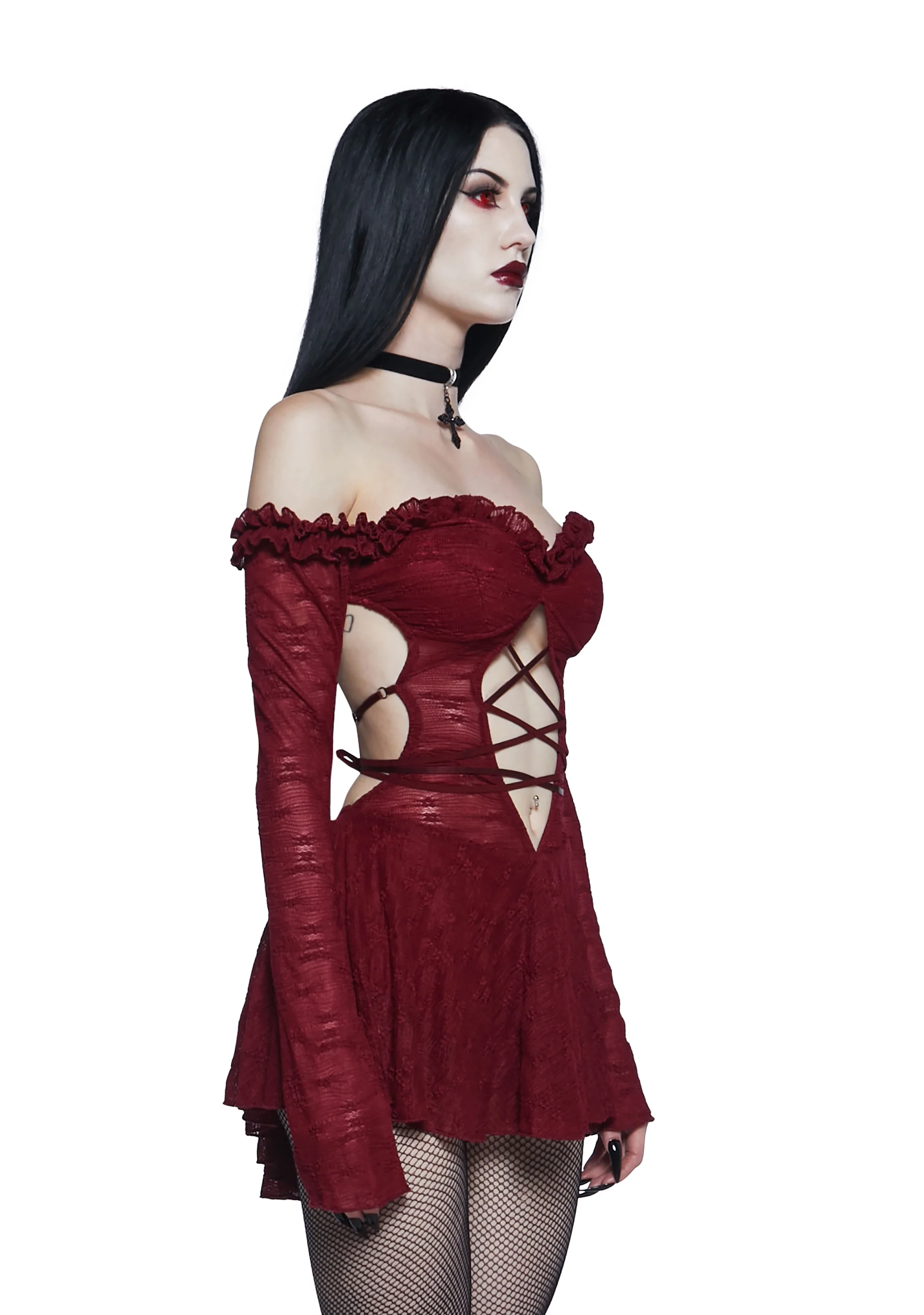 Collective Hearts Mini Dress - Dark Red - Image 3