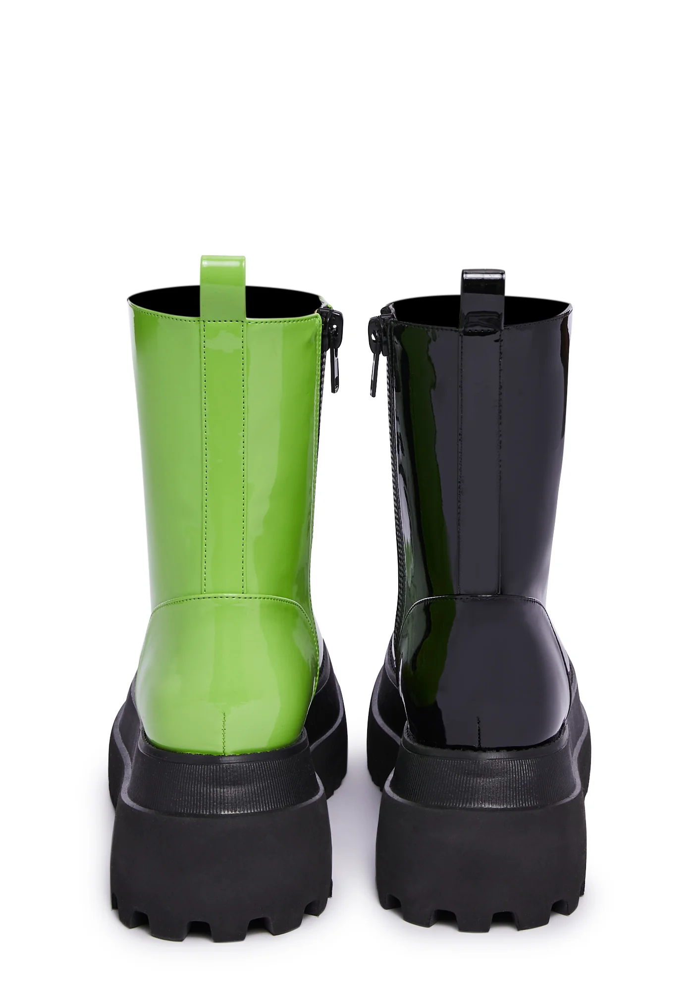 Color Me Haunted Mismatched Boots - Black/Green - Image 4