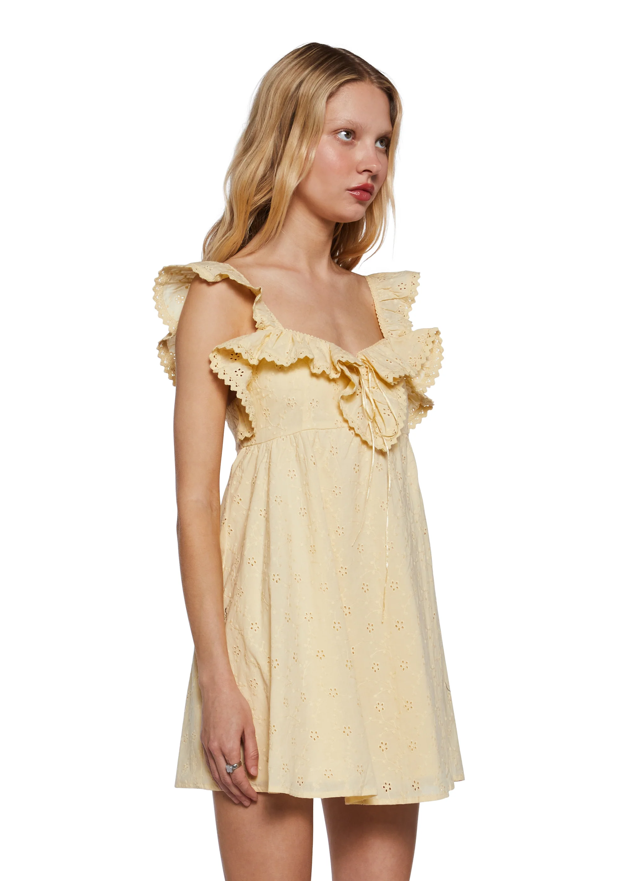 Sunset Stroll Babydoll Dress - Yellow - Image 3