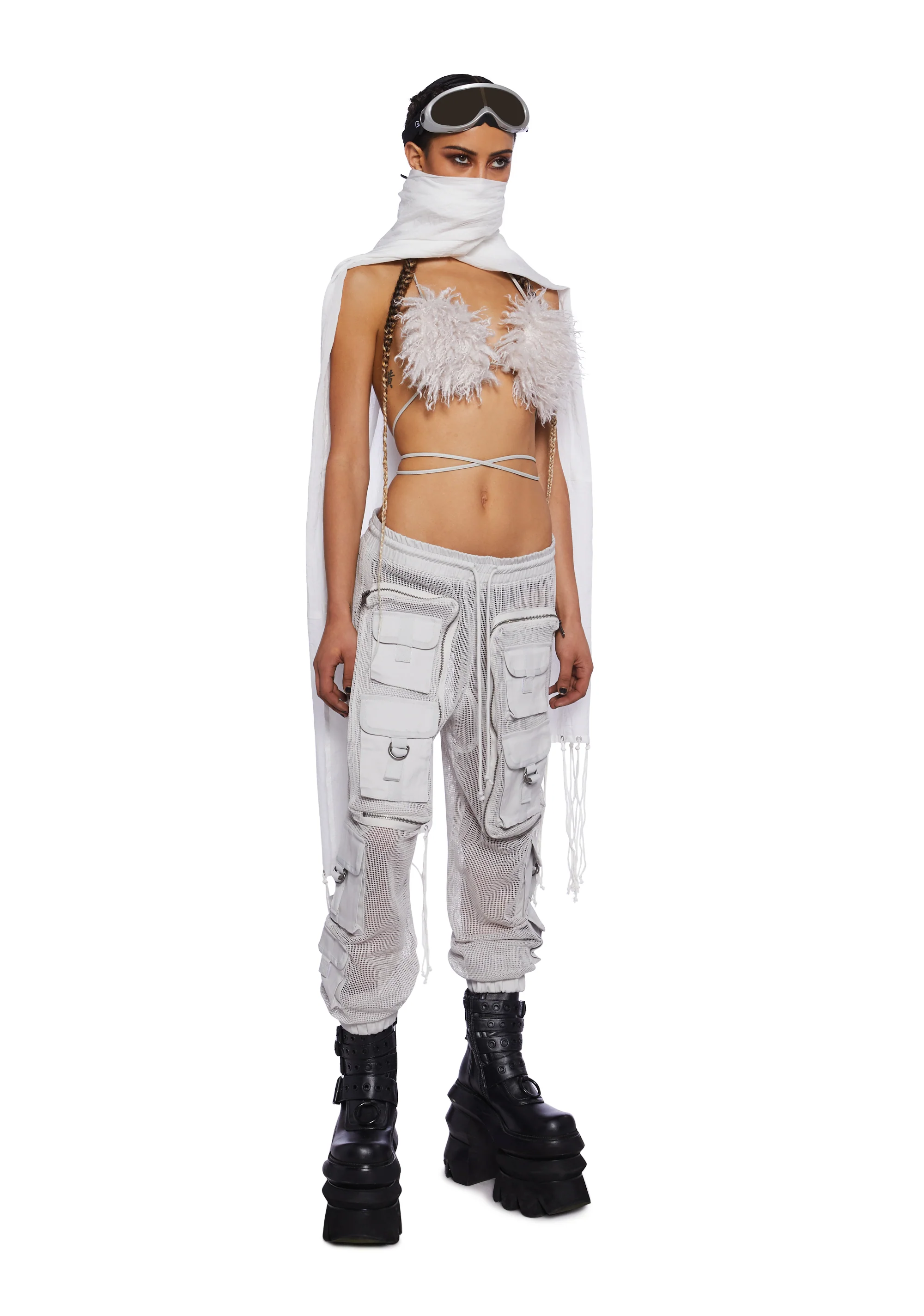 Complex Nights Fishnet Cargo Pants - Gray - Image 2