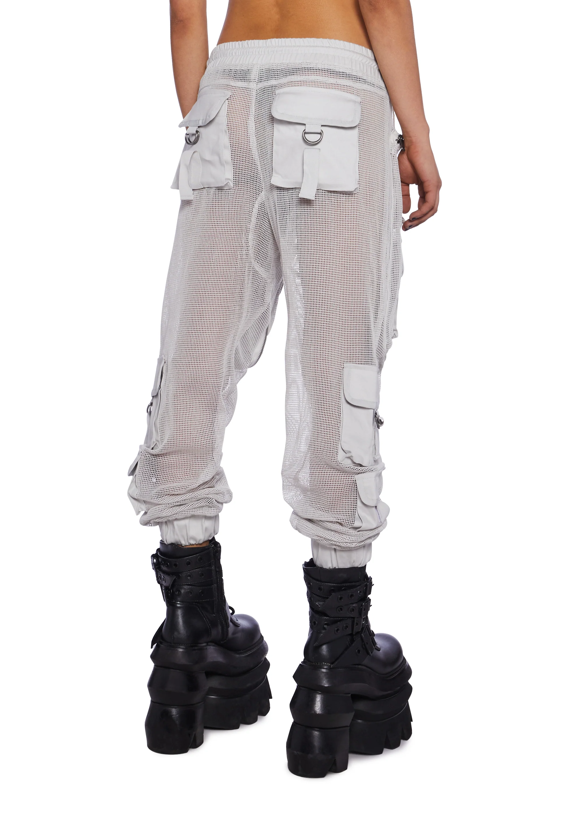 Complex Nights Fishnet Cargo Pants - Gray - Image 4